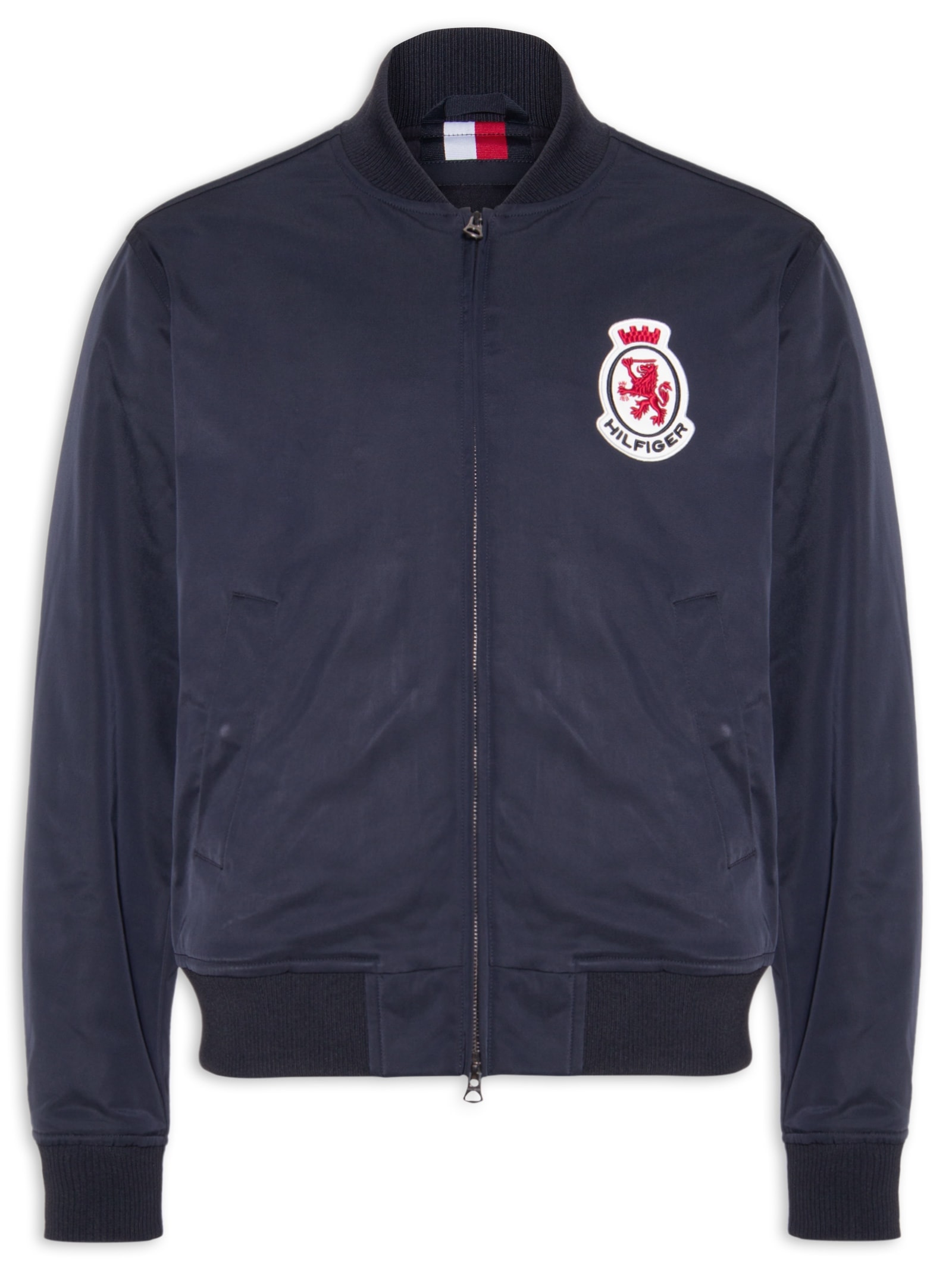 Jaqueta Masculina Bomber Com Brasão Bordado Azul Tommy Hilfiger