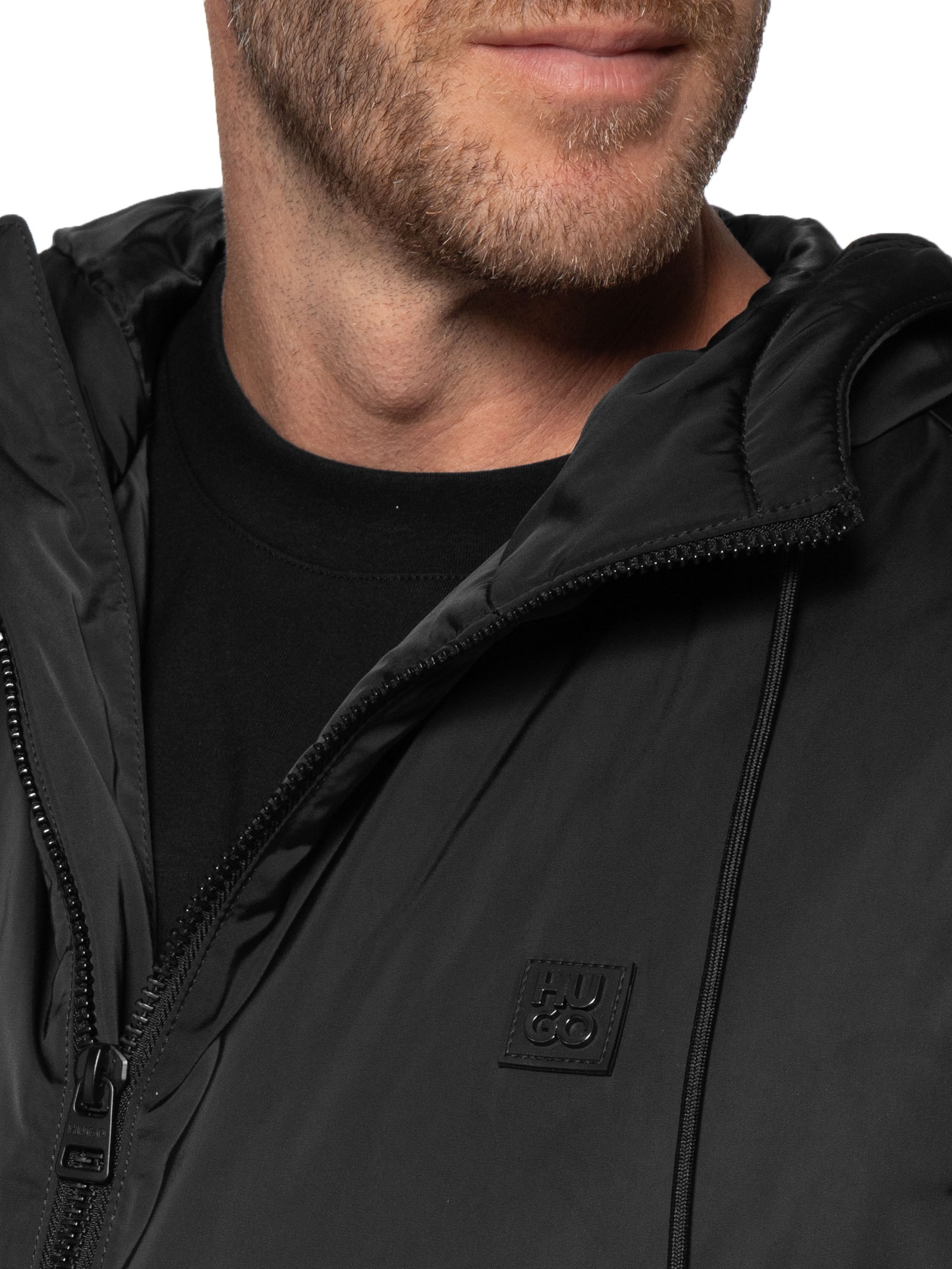 Jaqueta Masculina Bomber com Capuz Bernando2441 Preto Hugo