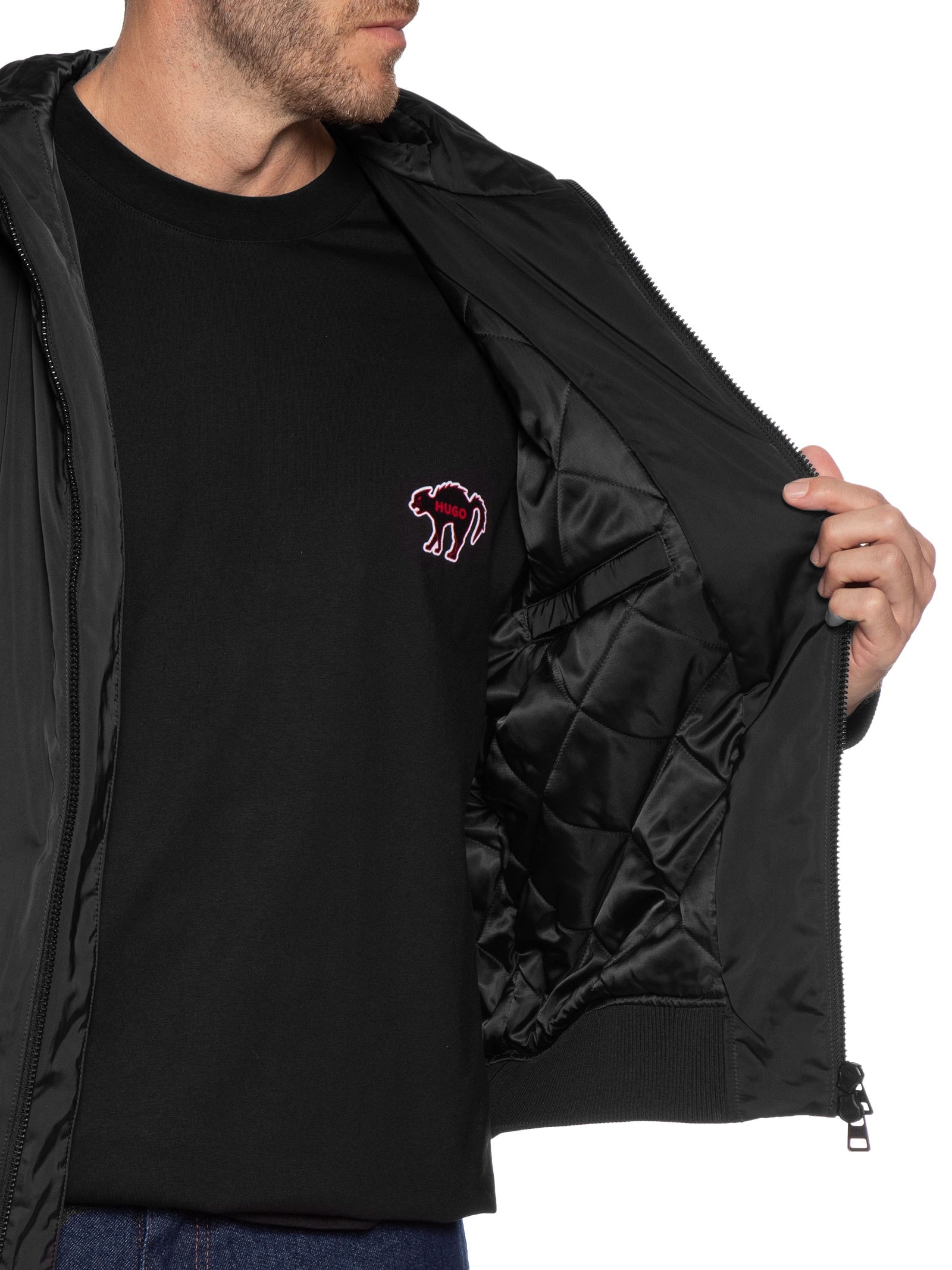 Jaqueta Masculina Bomber com Capuz Bernando2441 Preto Hugo