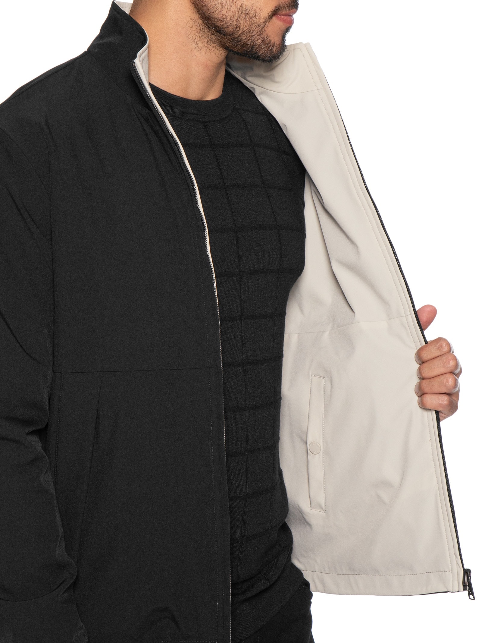 Jaqueta Masculina Bomber Corta Vento Dupla Face Liquid Repeler Preto Aramis