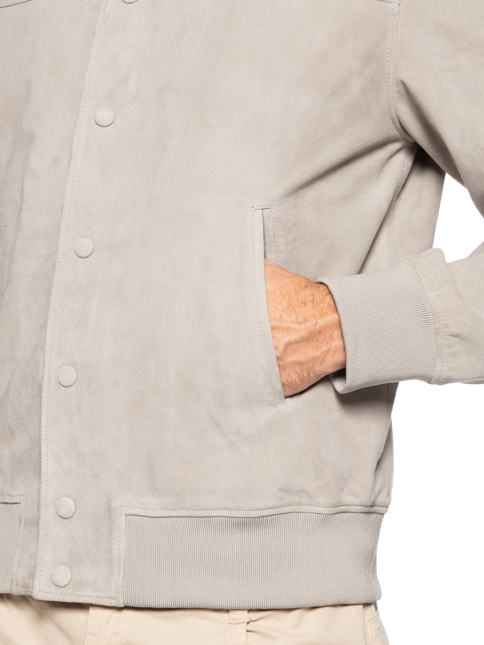 Jaqueta Masculina Bomber de Couro Bege Reserva