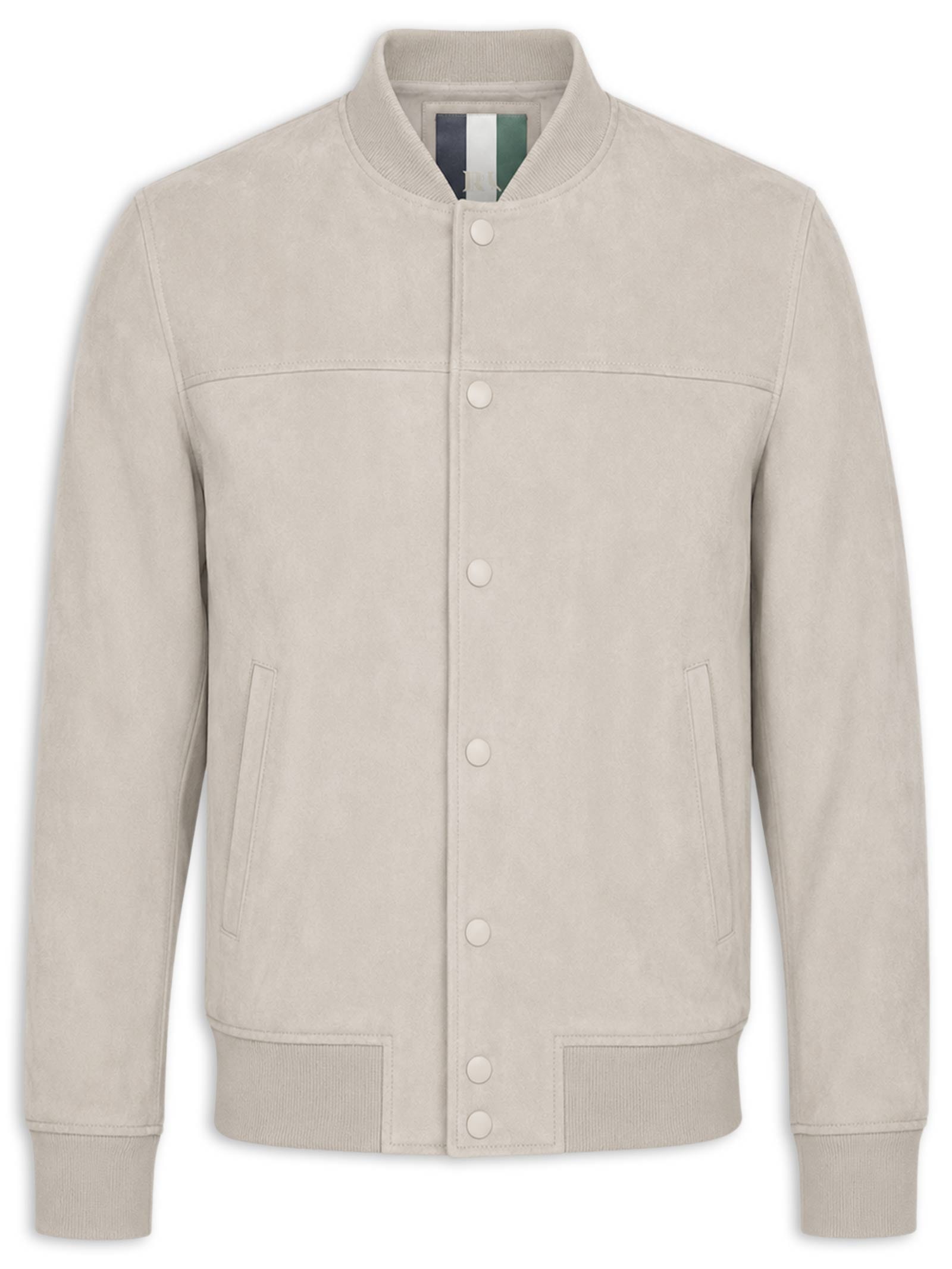 Jaqueta Masculina Bomber de Couro – Bege Reserva