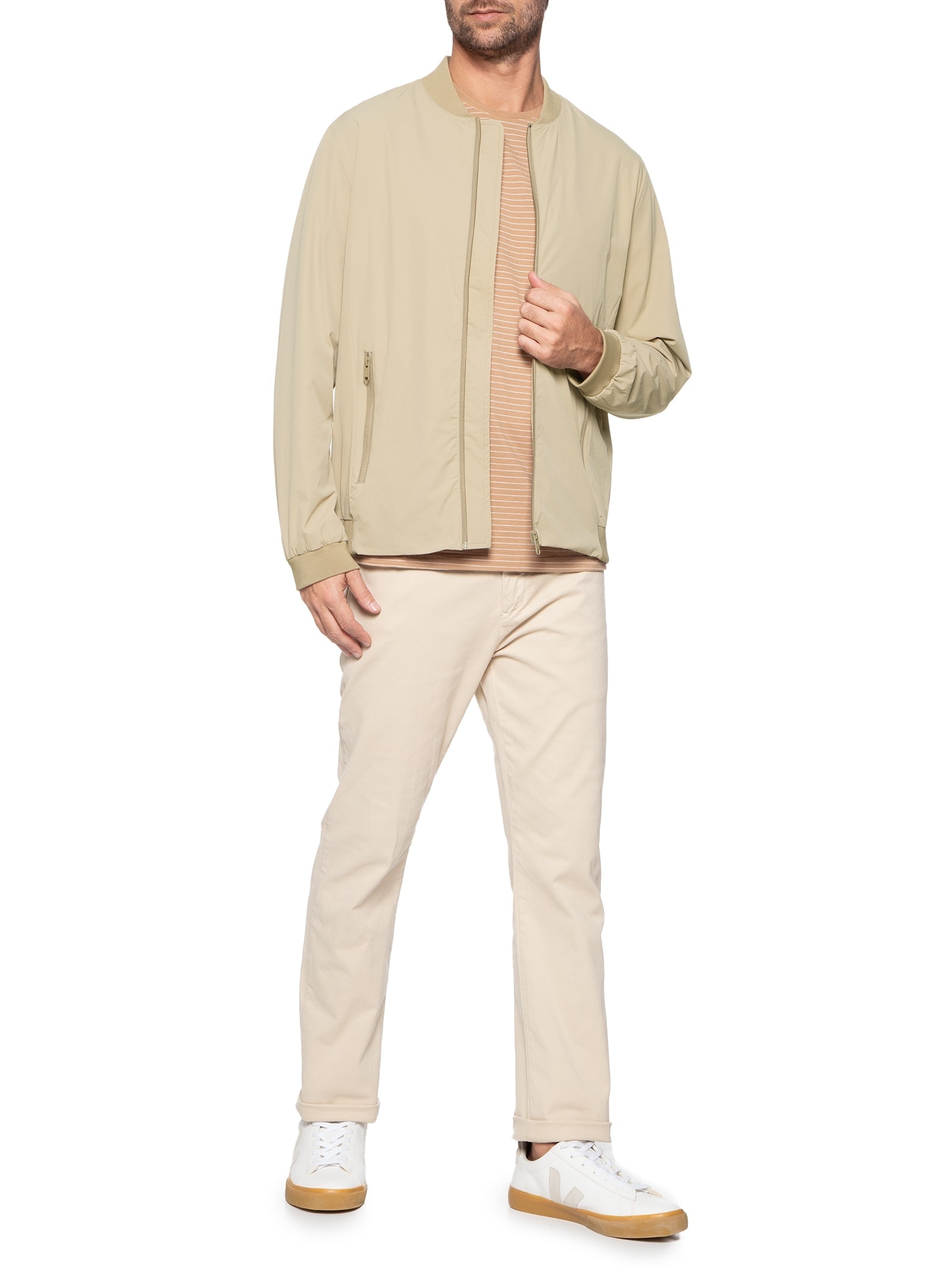 Jaqueta Masculina Bomber Easy Tech Bege Foxton