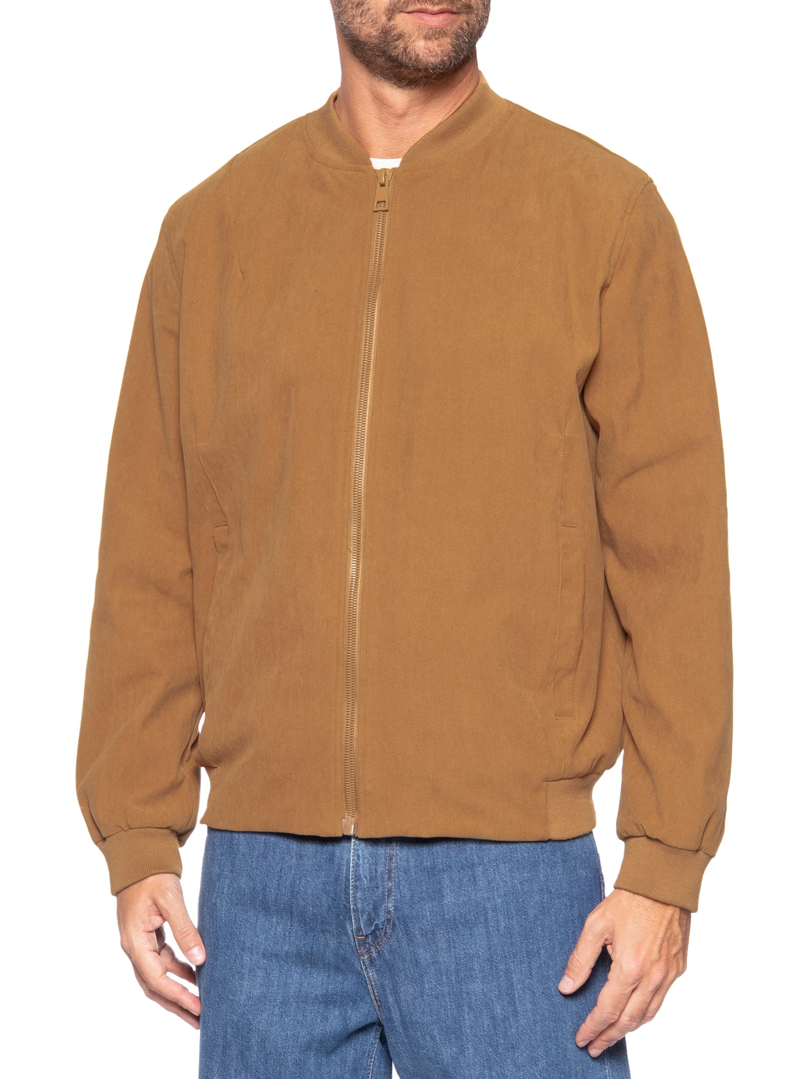 Jaqueta Masculina Bomber em Cotelê Bege '2 Essential