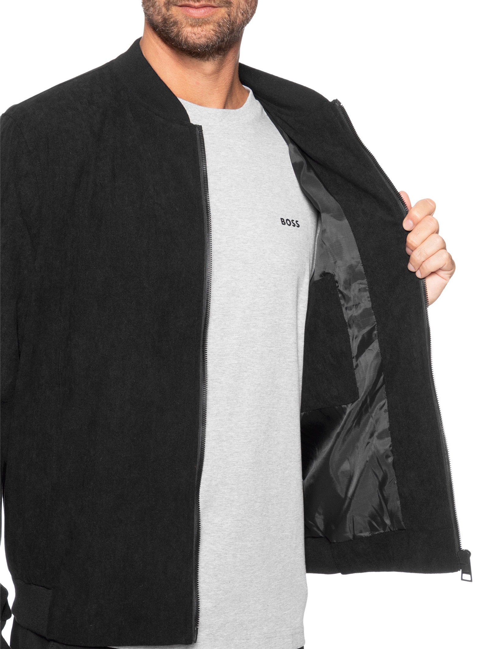 Jaqueta Masculina Bomber Em Cotelê Preto '2 Essential