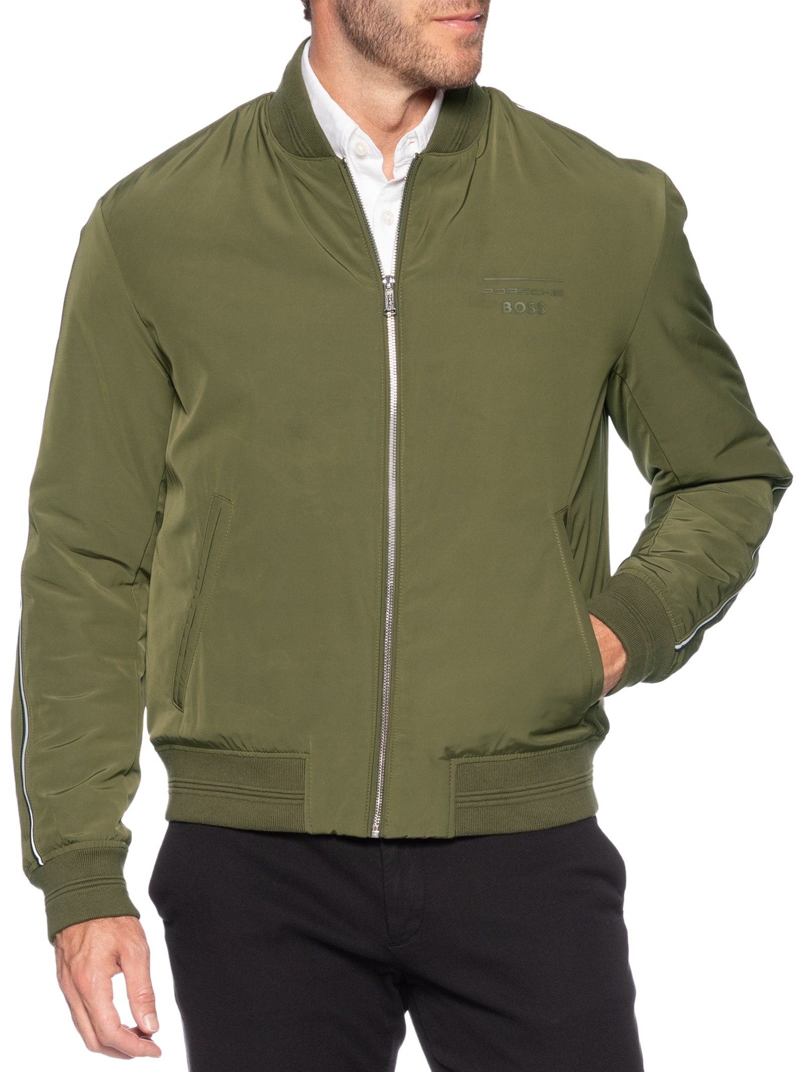 Jaqueta Masculina Bomber Porsche Coltar Verde Boss