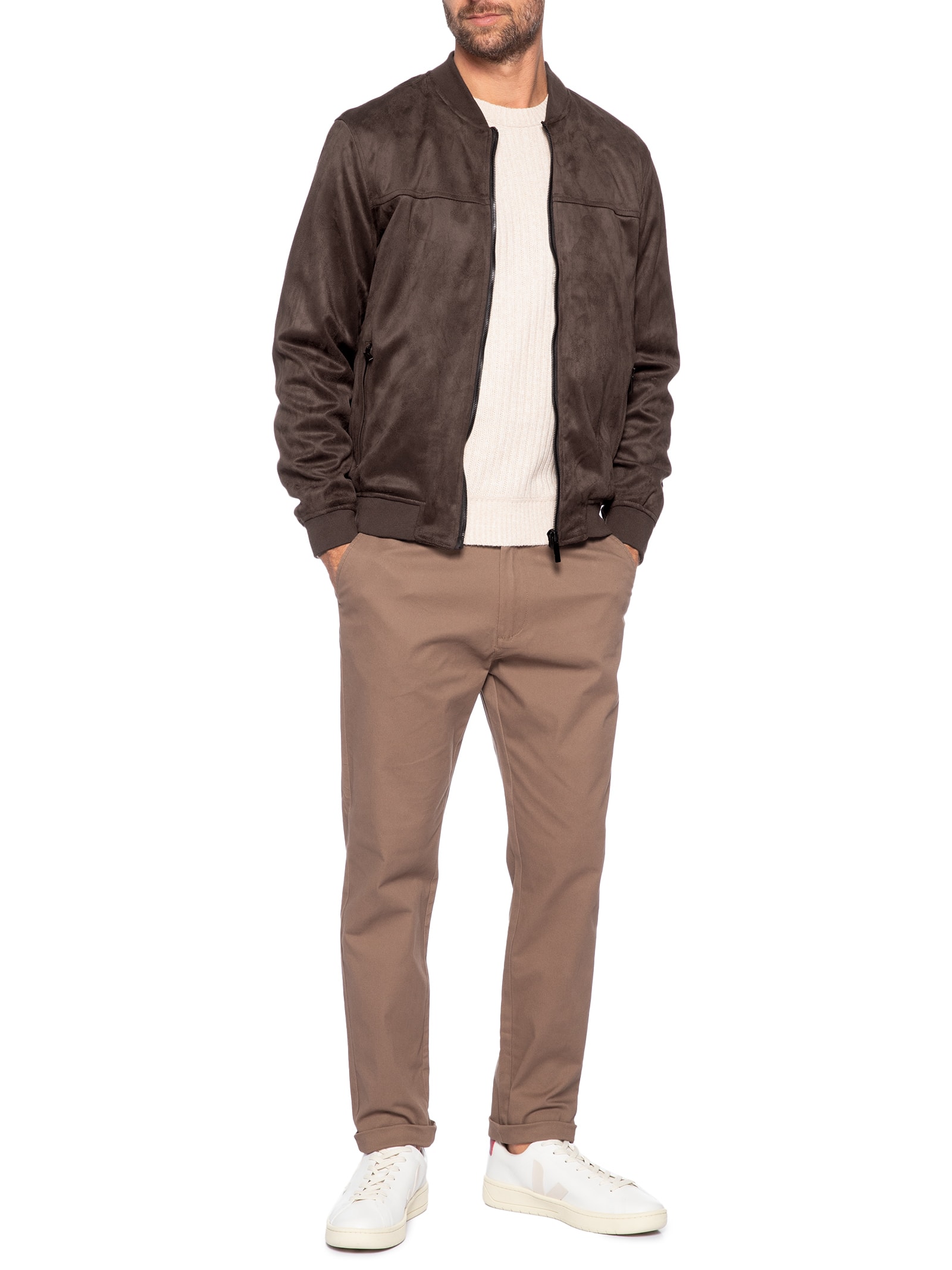 Jaqueta Masculina Bomber Suede Marrom '2 Essential