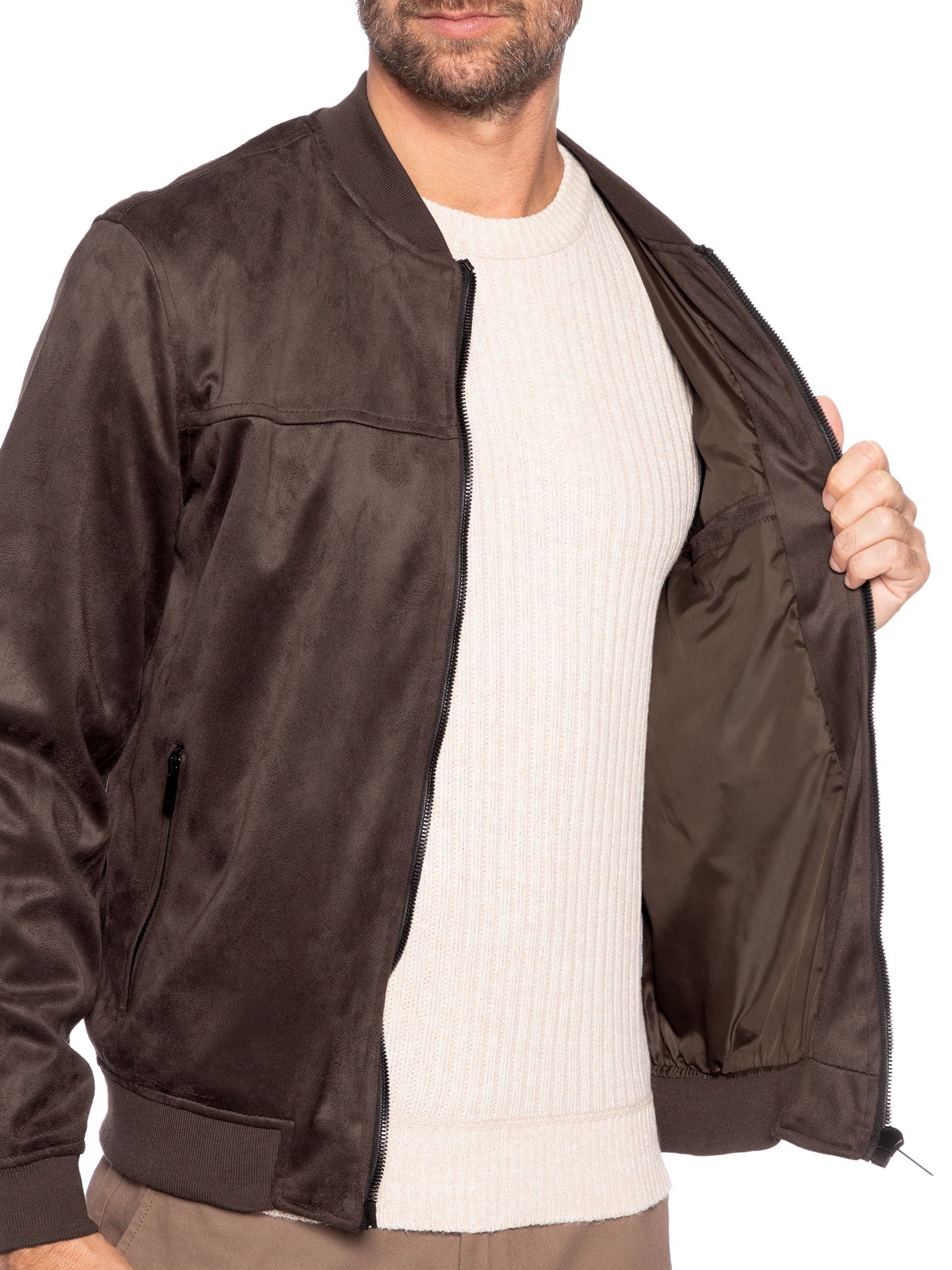Jaqueta Masculina Bomber Suede Marrom '2 Essential
