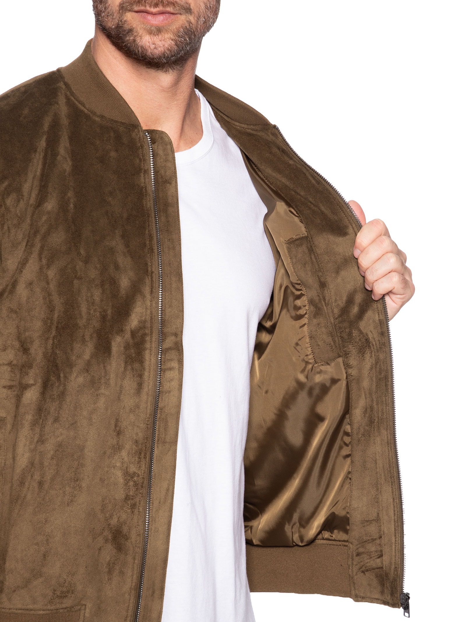 Jaqueta Masculina Bomber Suede Marrom Aramis