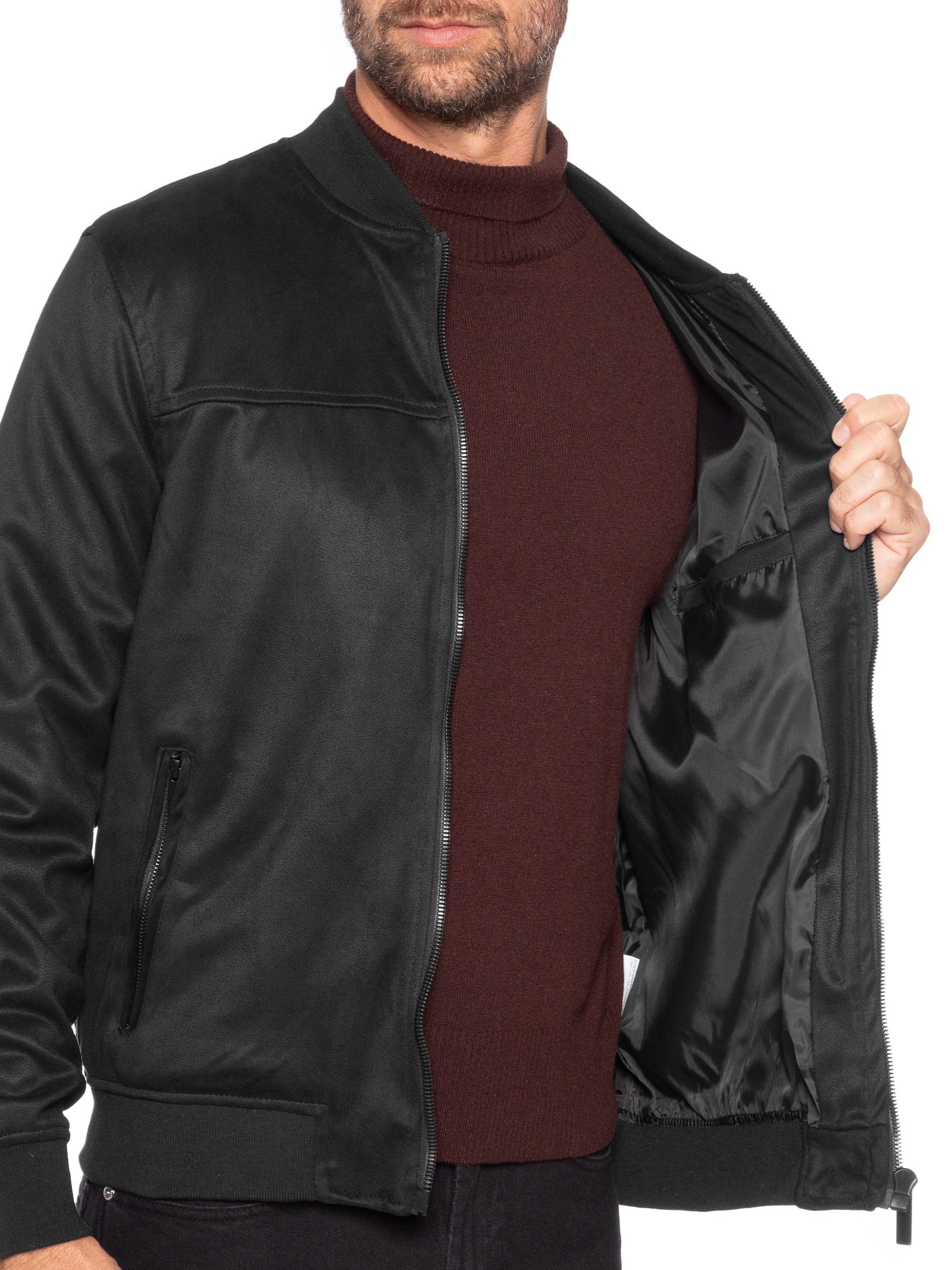 Jaqueta Masculina Bomber Suede Preto '2 Essential