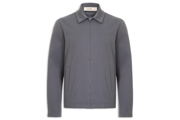 Jaqueta Masculina Box Fit Com Zíper E Bolsos - Cinza