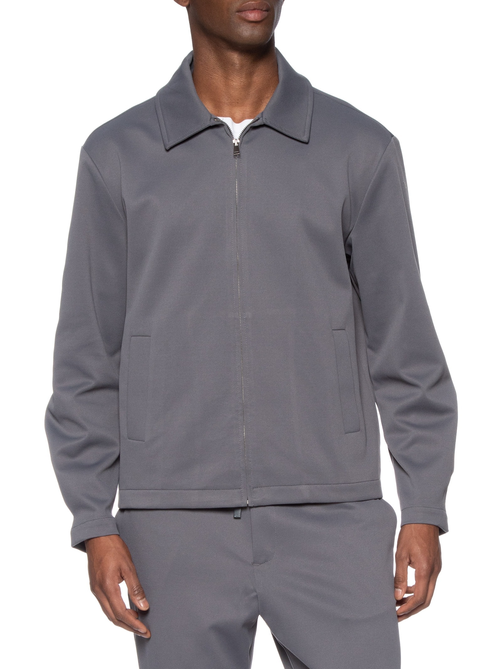 Jaqueta Masculina Box Fit Com Zíper E Bolsos Cinza Hering