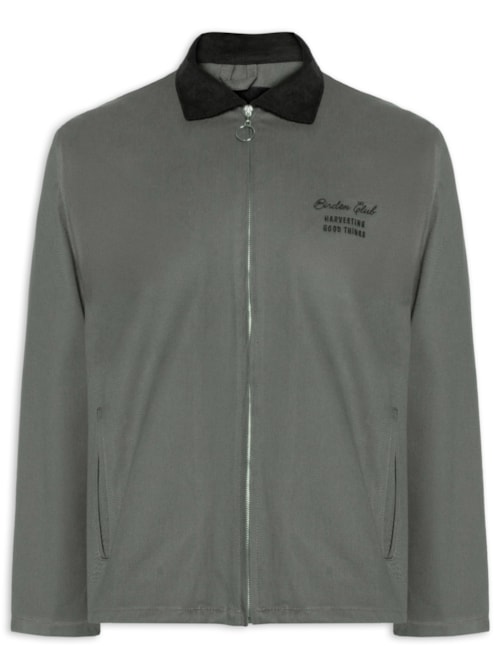 Jaqueta Masculina Boxy Twill Grey Suede – Cinza