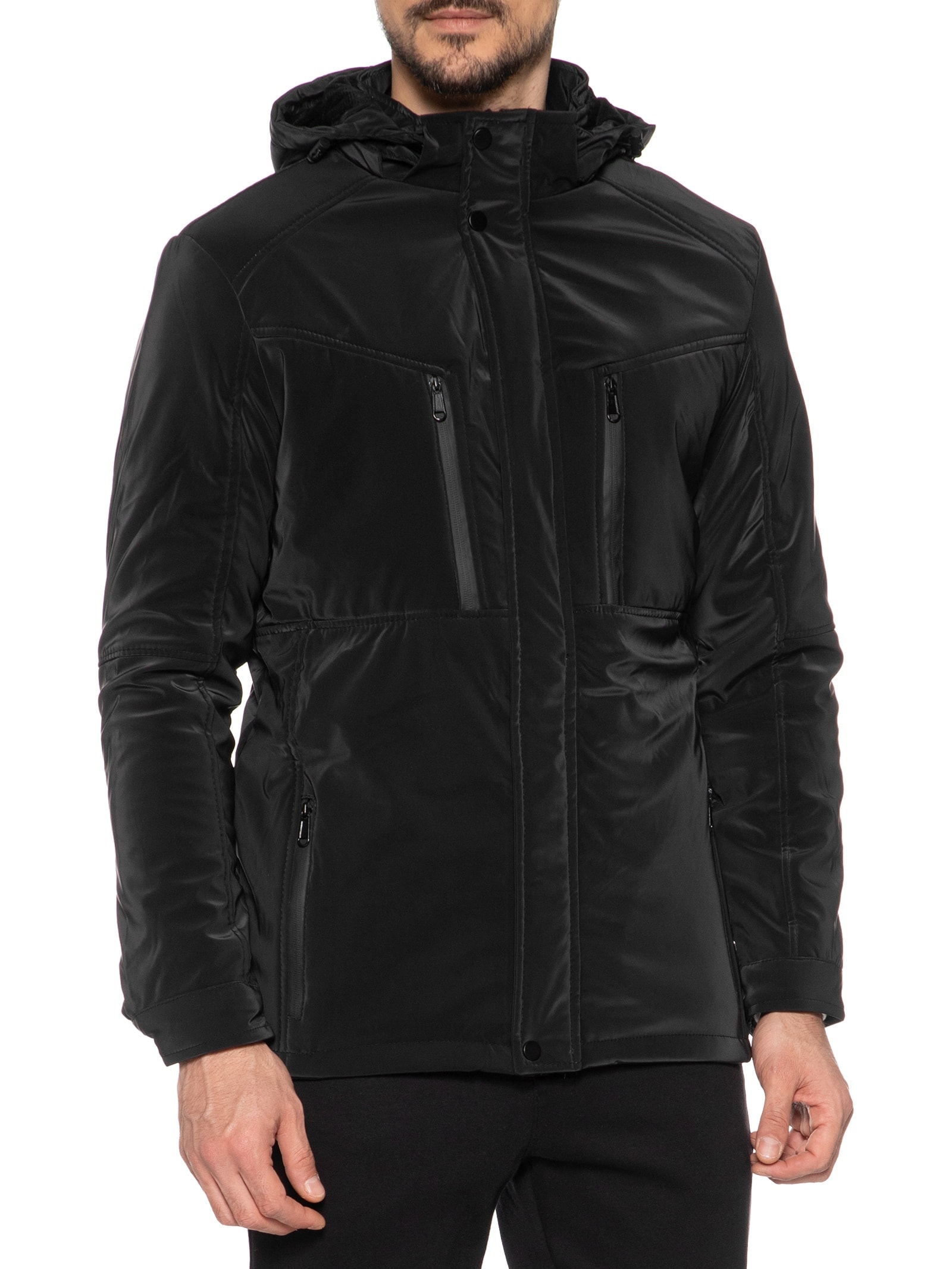 Jaqueta Masculina Casual Básica com Capuz Preto Basiq Men