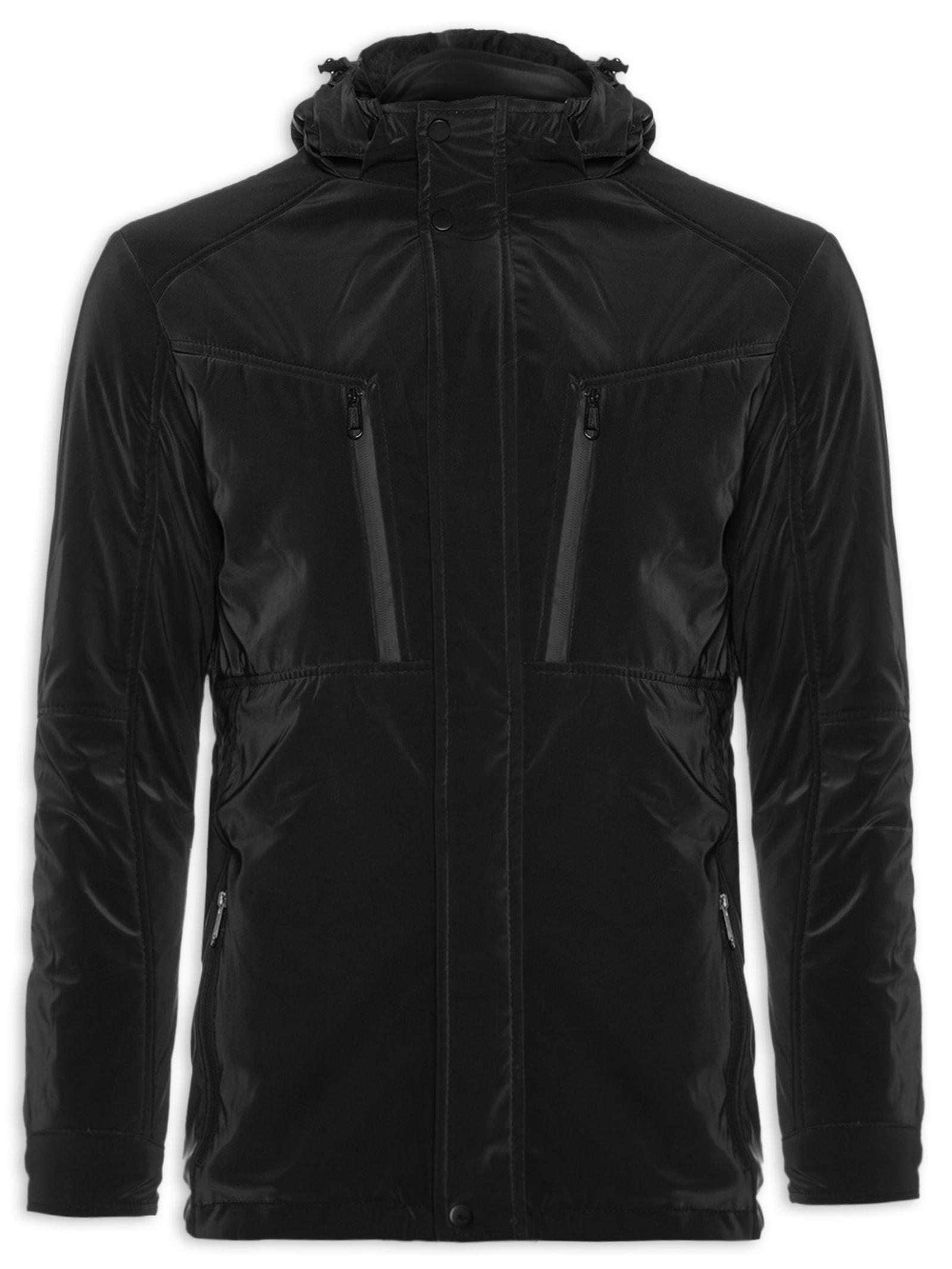 Jaqueta Masculina Casual Básica com Capuz Preto Basiq Men