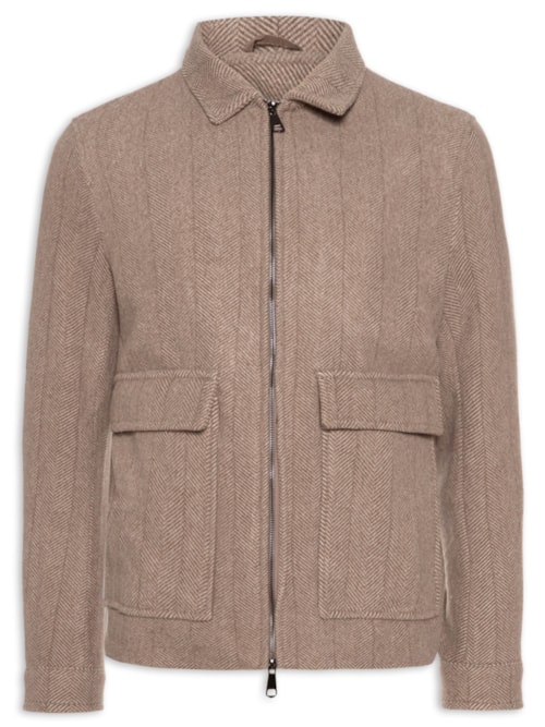 Jaqueta Masculina Casual Com Bolsa Frontal – Bege