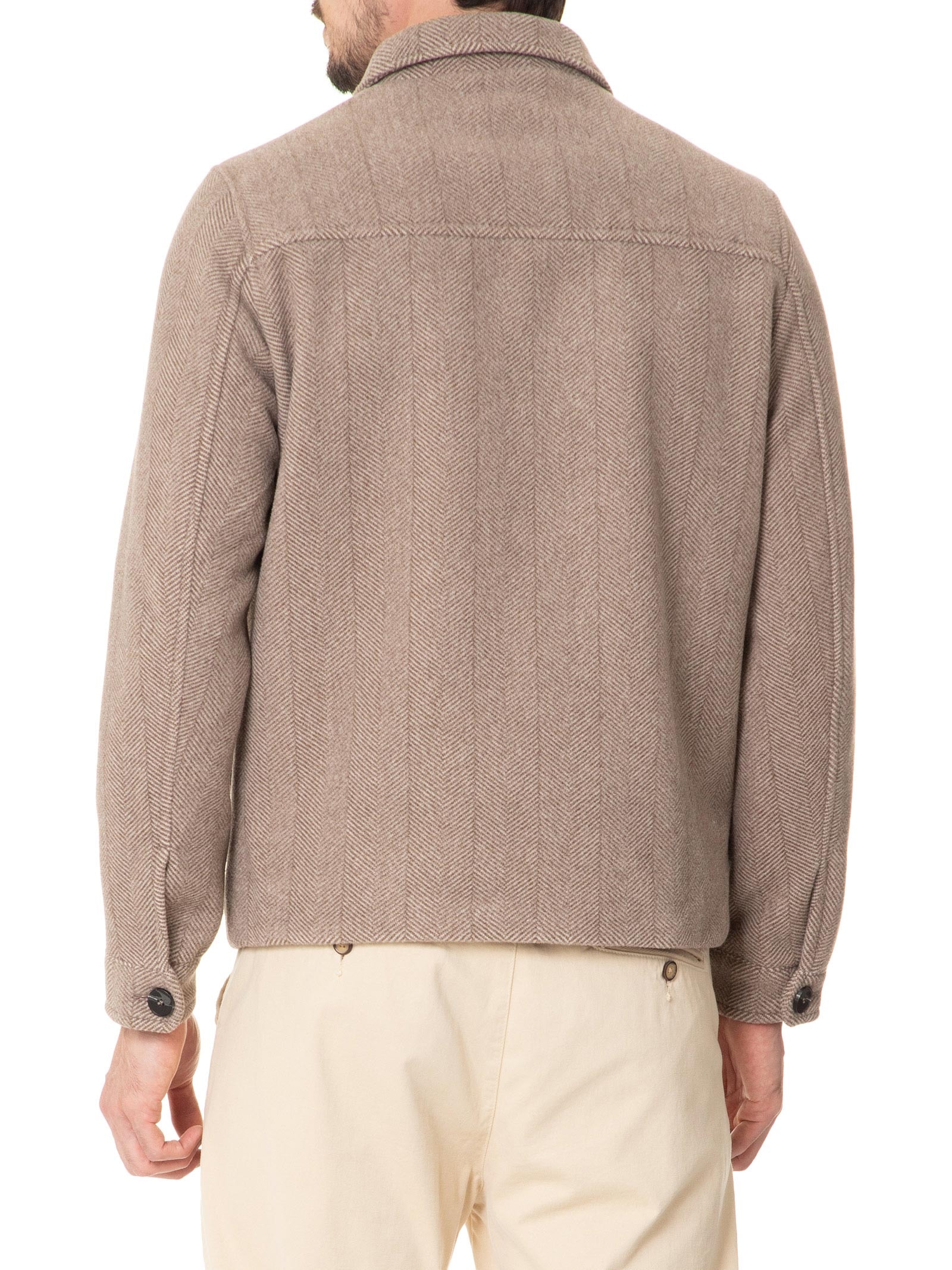 Jaqueta Masculina Casual Com Bolsa Frontal Bege  Basiq Men