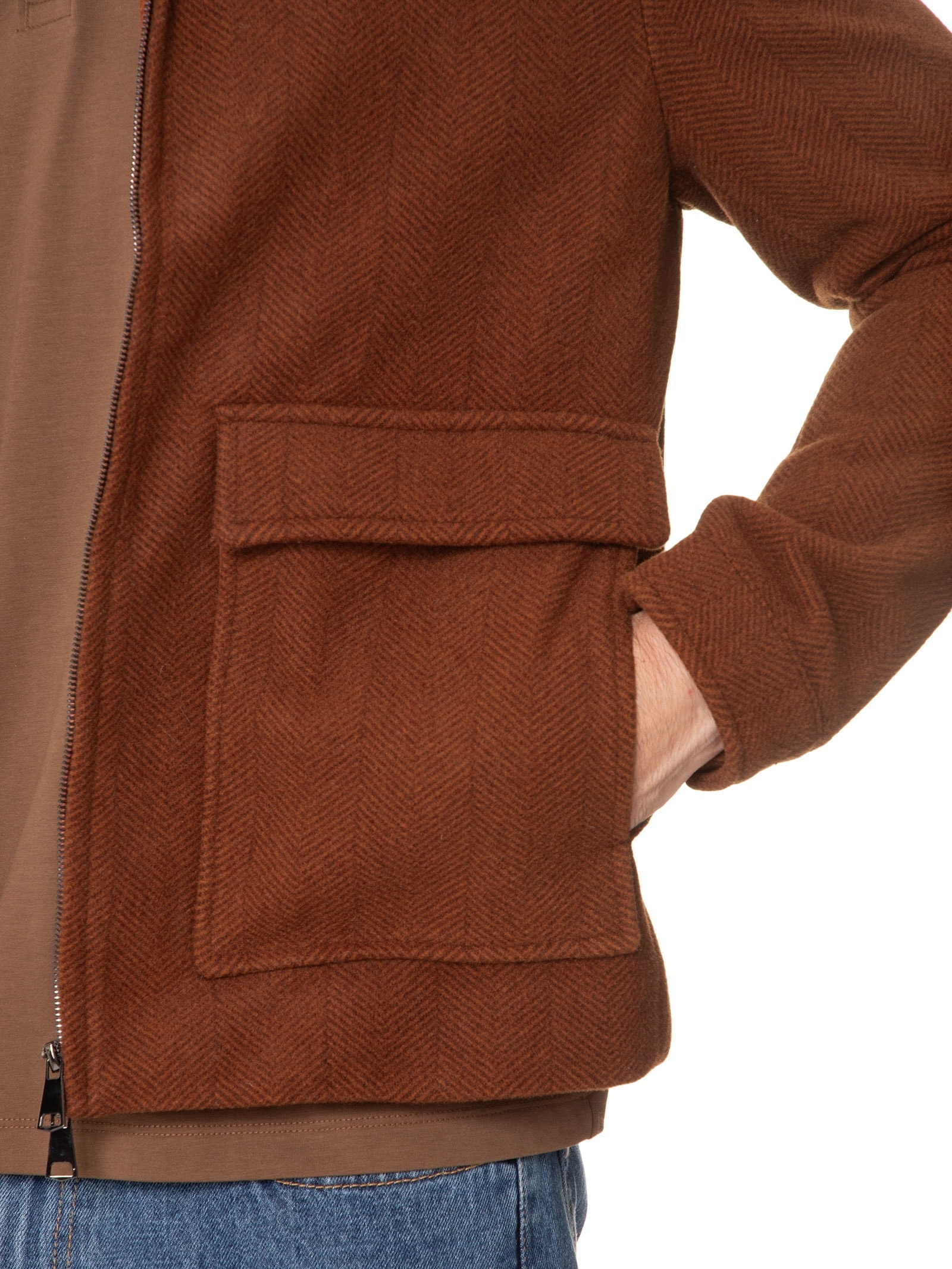 Jaqueta Masculina Casual Com Bolsa Frontal Bege  Basiq Men