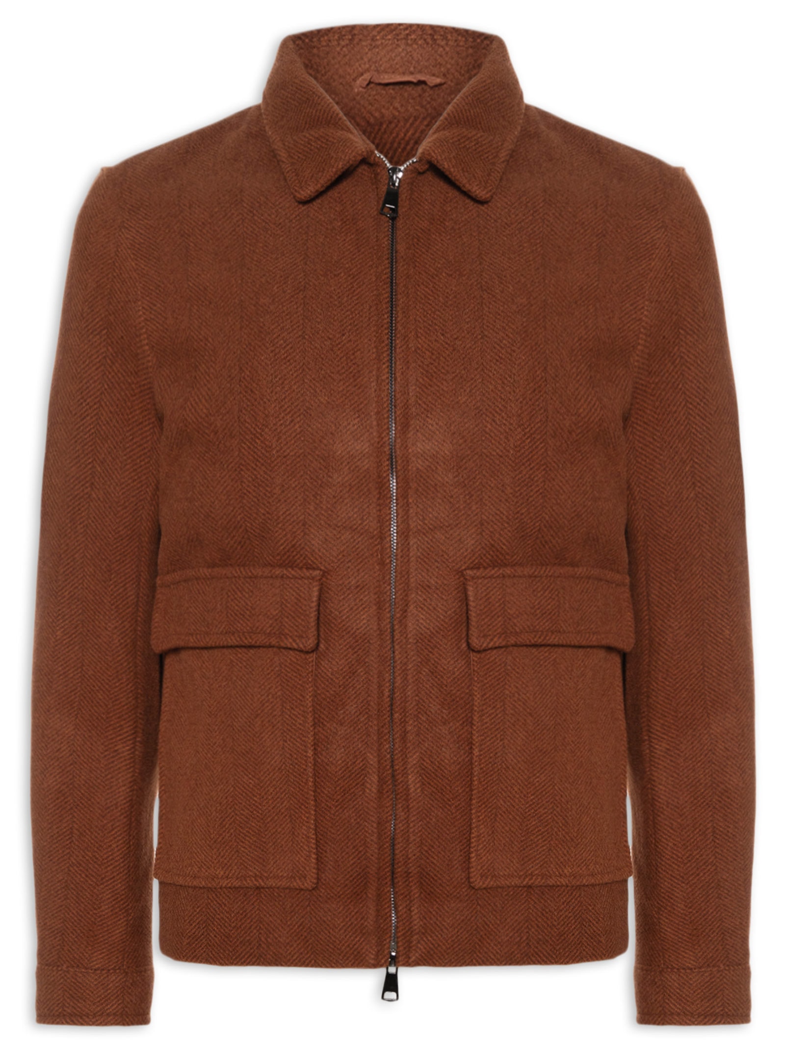 Jaqueta Masculina Casual Com Bolsa Frontal Marrom Basiq Men