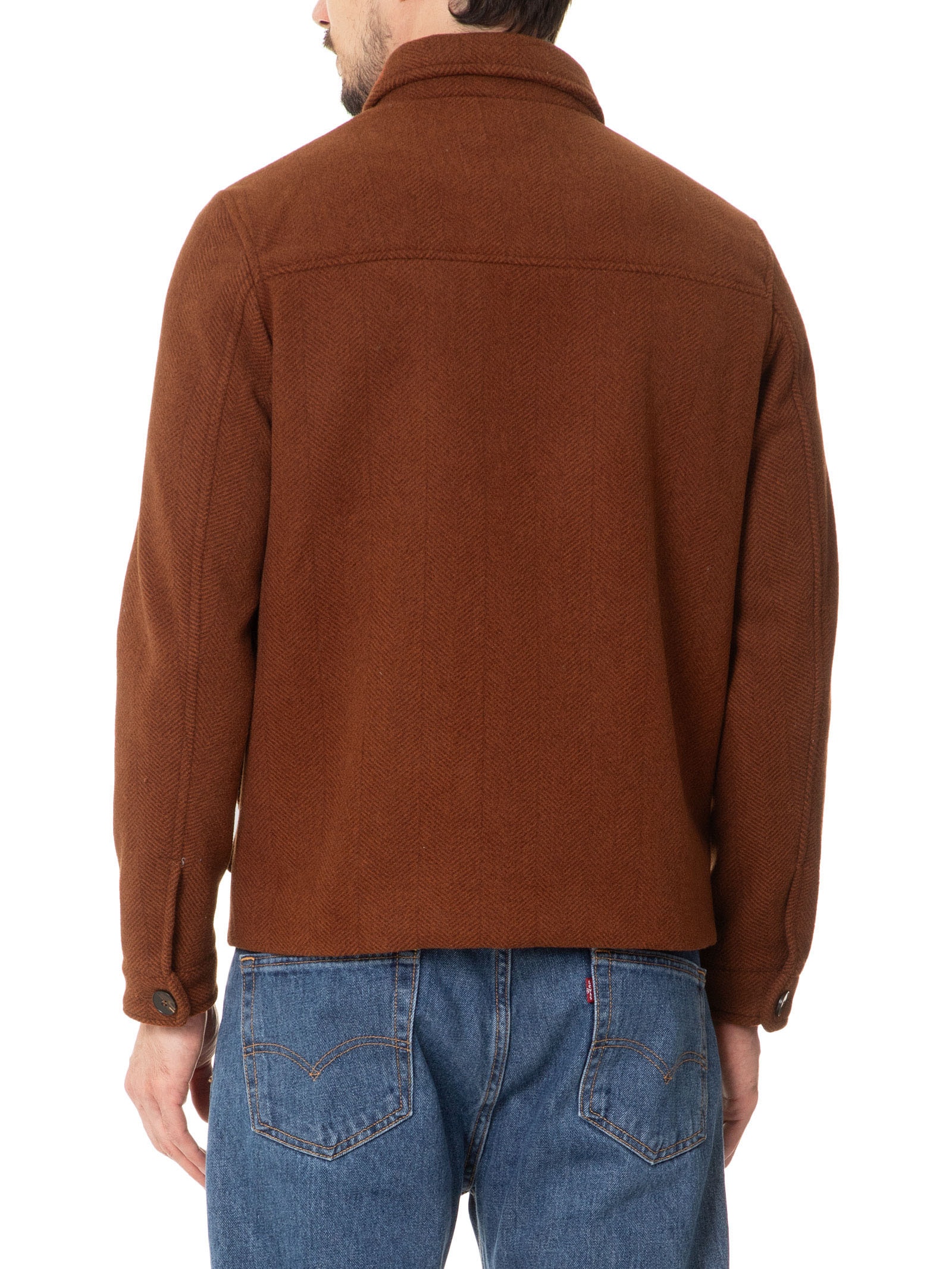 Jaqueta Masculina Casual Com Bolsa Frontal Marrom Basiq Men