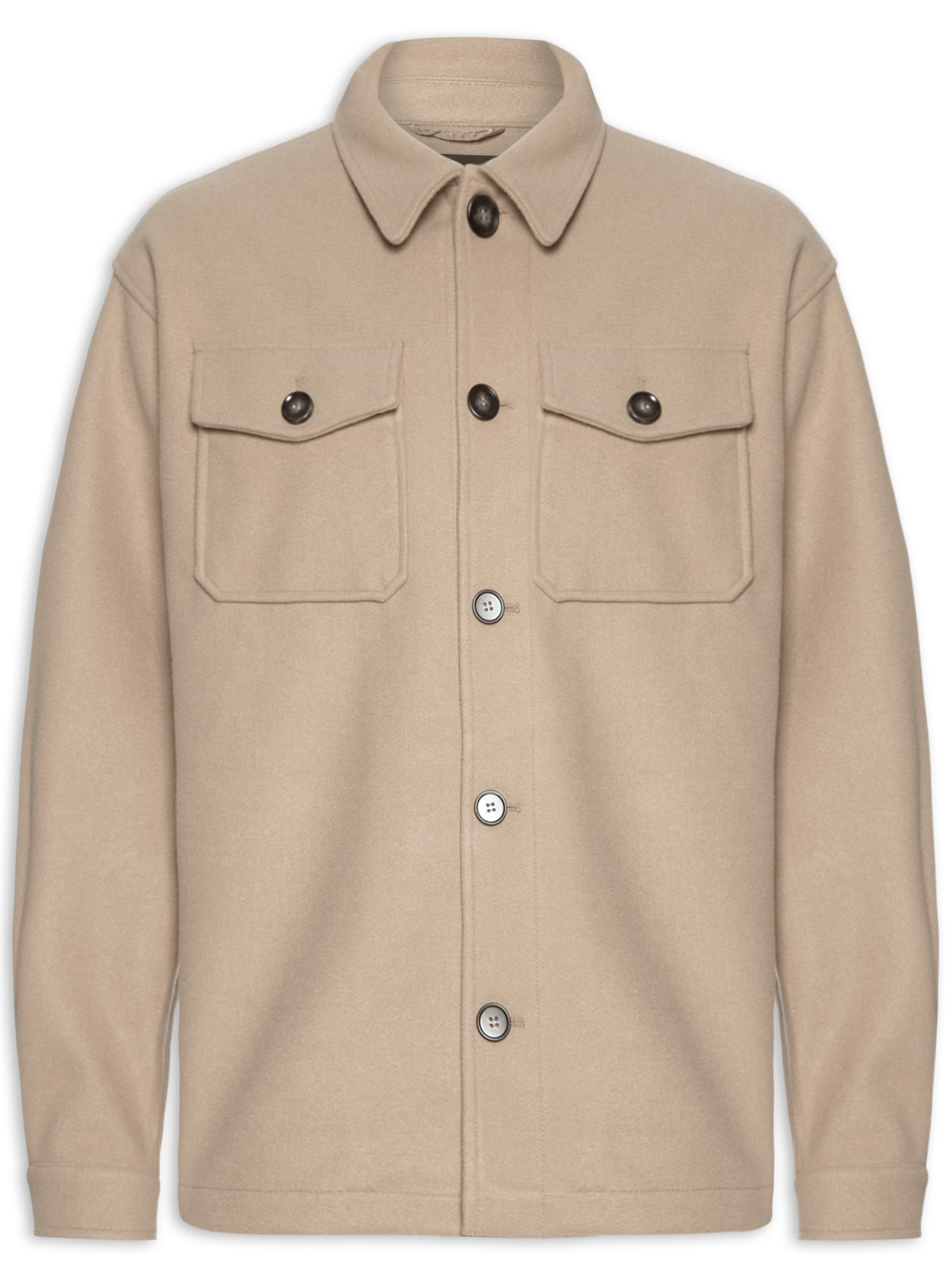 Jaqueta Masculina Casual Com Bolso Bege Basiq Men