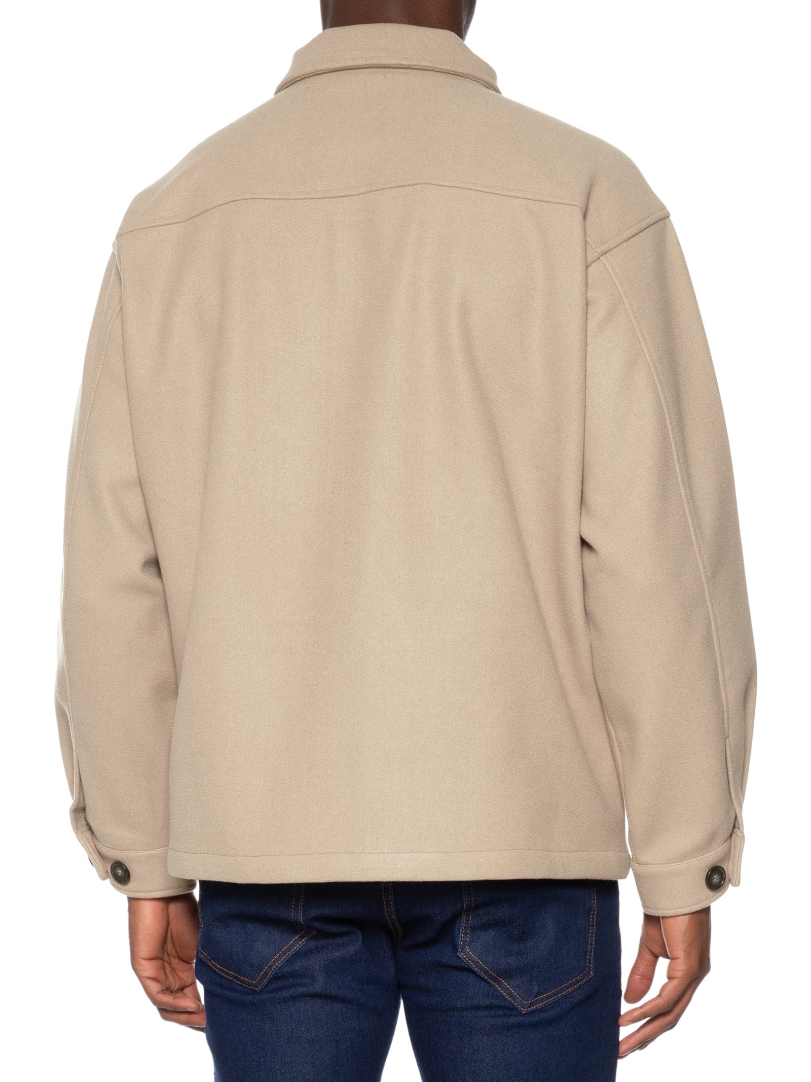 Jaqueta Masculina Casual Com Bolso Bege Basiq Men