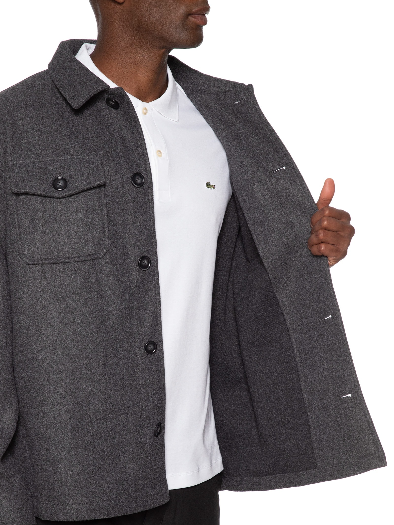 Jaqueta Masculina Casual Com Bolso Cinza Basiq Men