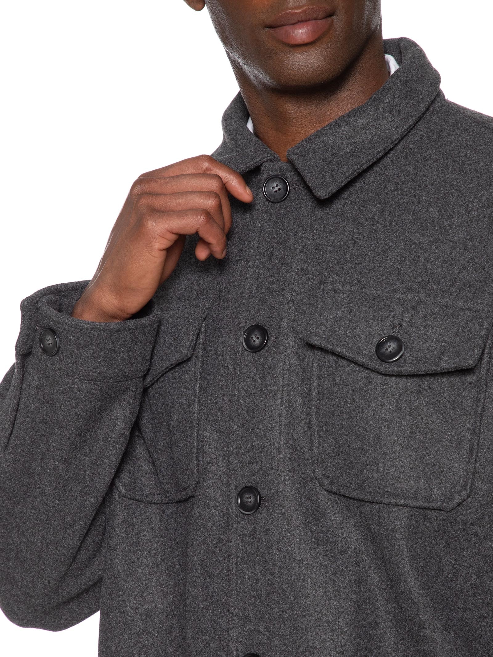 Jaqueta Masculina Casual Com Bolso Cinza Basiq Men