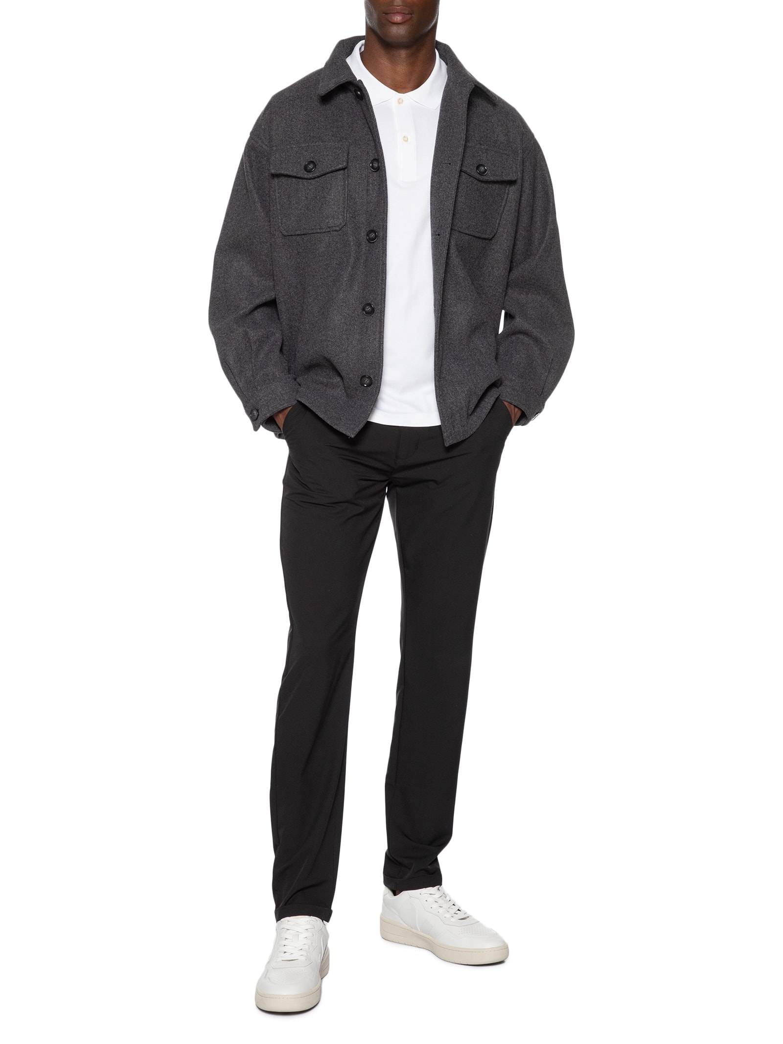 Jaqueta Masculina Casual Com Bolso Cinza Basiq Men