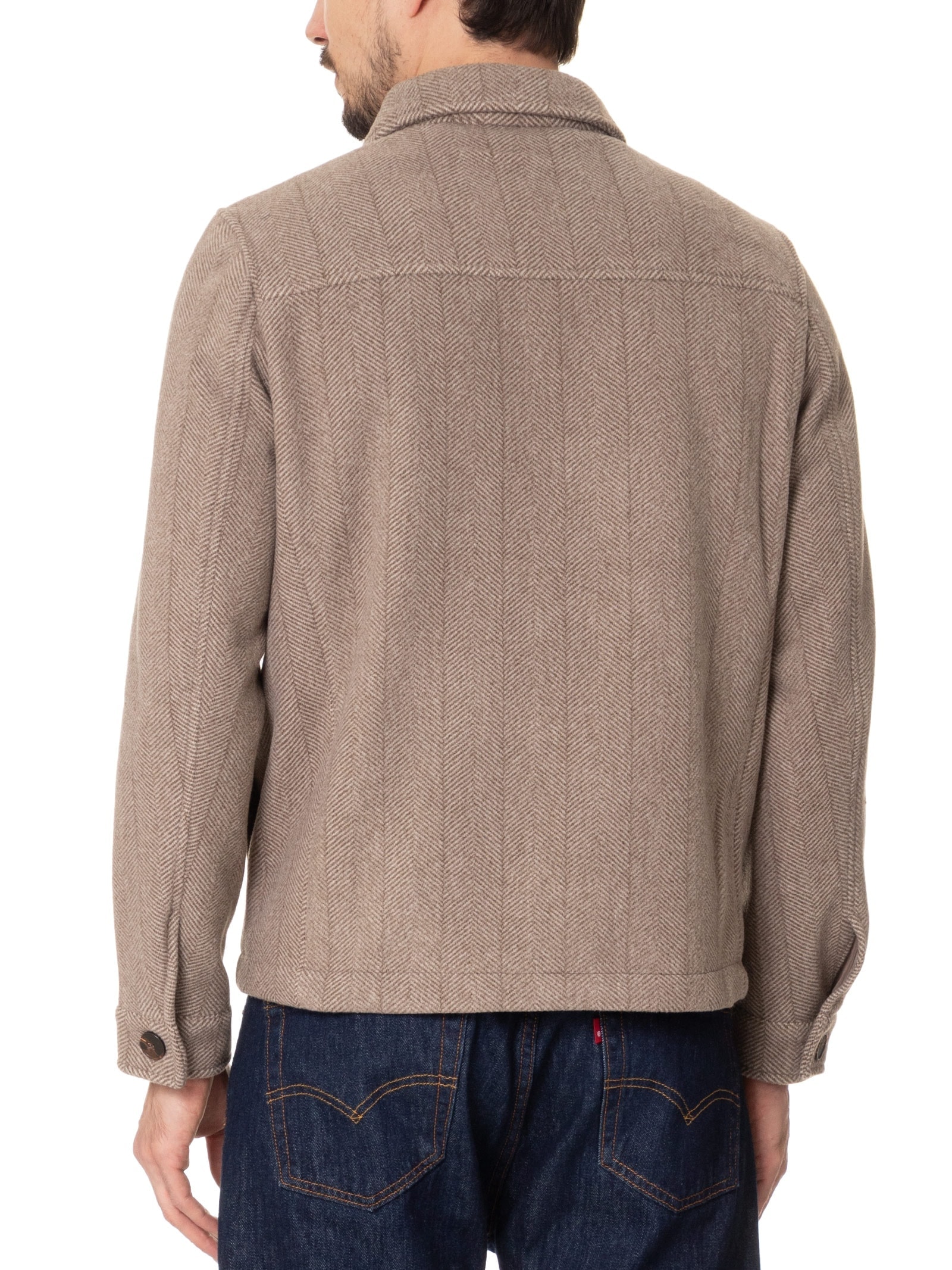 Jaqueta Masculina Casual Com Bolso Frontal Bege  Basiq Men