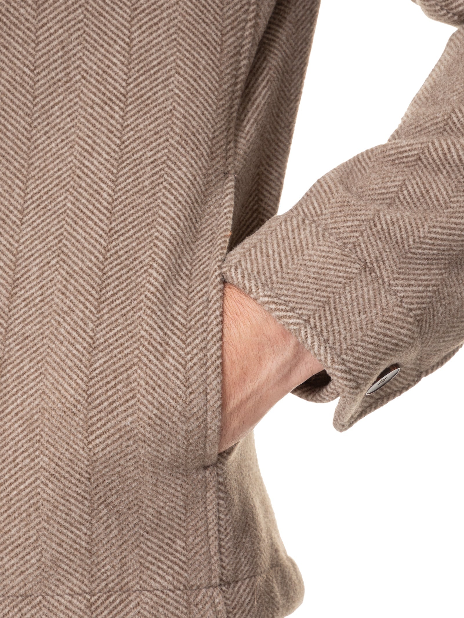 Jaqueta Masculina Casual Com Bolso Frontal Bege  Basiq Men
