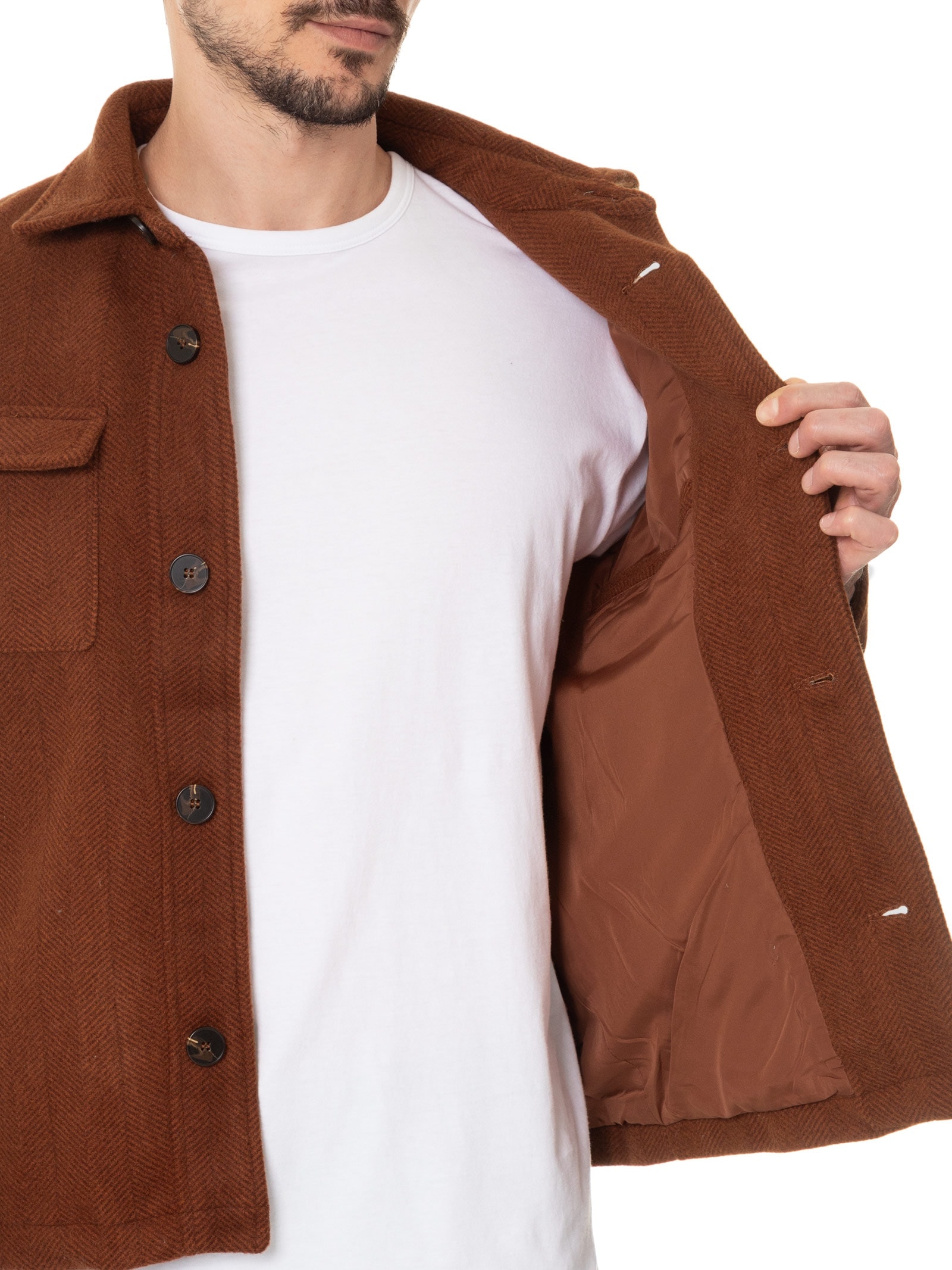 Jaqueta Masculina Casual Com Bolso Frontal Bege  Basiq Men