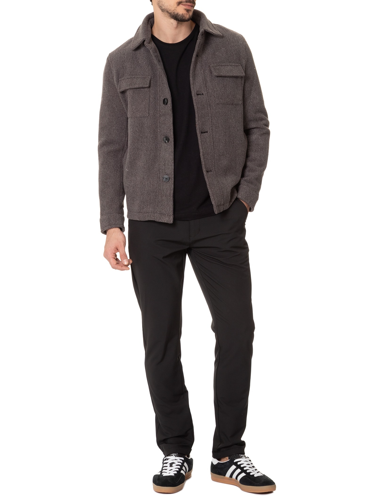 Jaqueta Masculina Casual Com Bolso Frontal Cinza Basiq Men