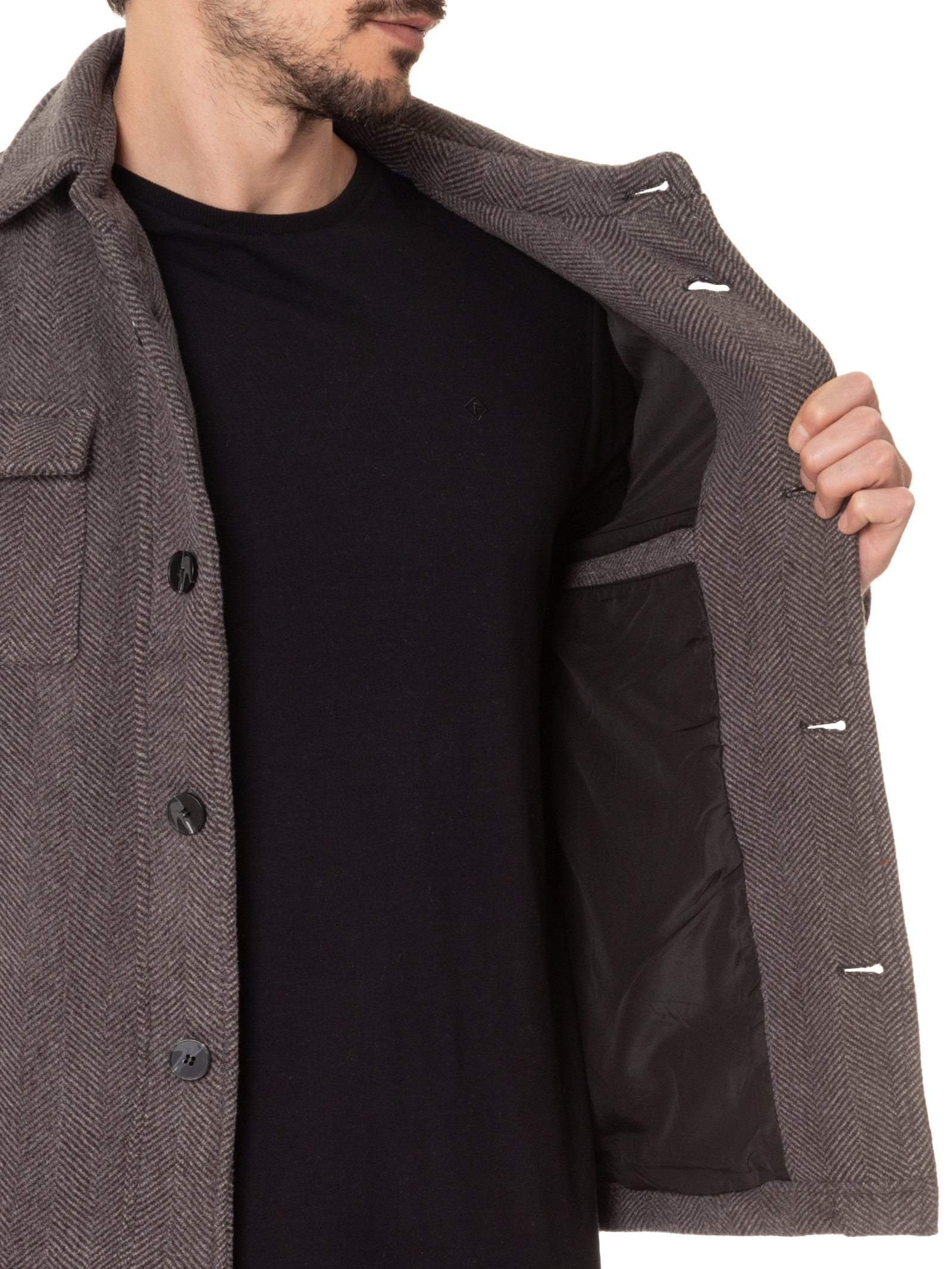 Jaqueta Masculina Casual Com Bolso Frontal Cinza Basiq Men