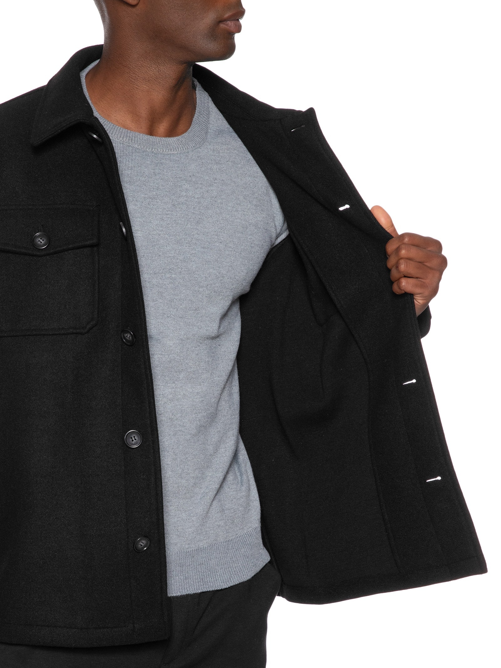 Jaqueta Masculina Casual Com Bolso Preto Basiq Men