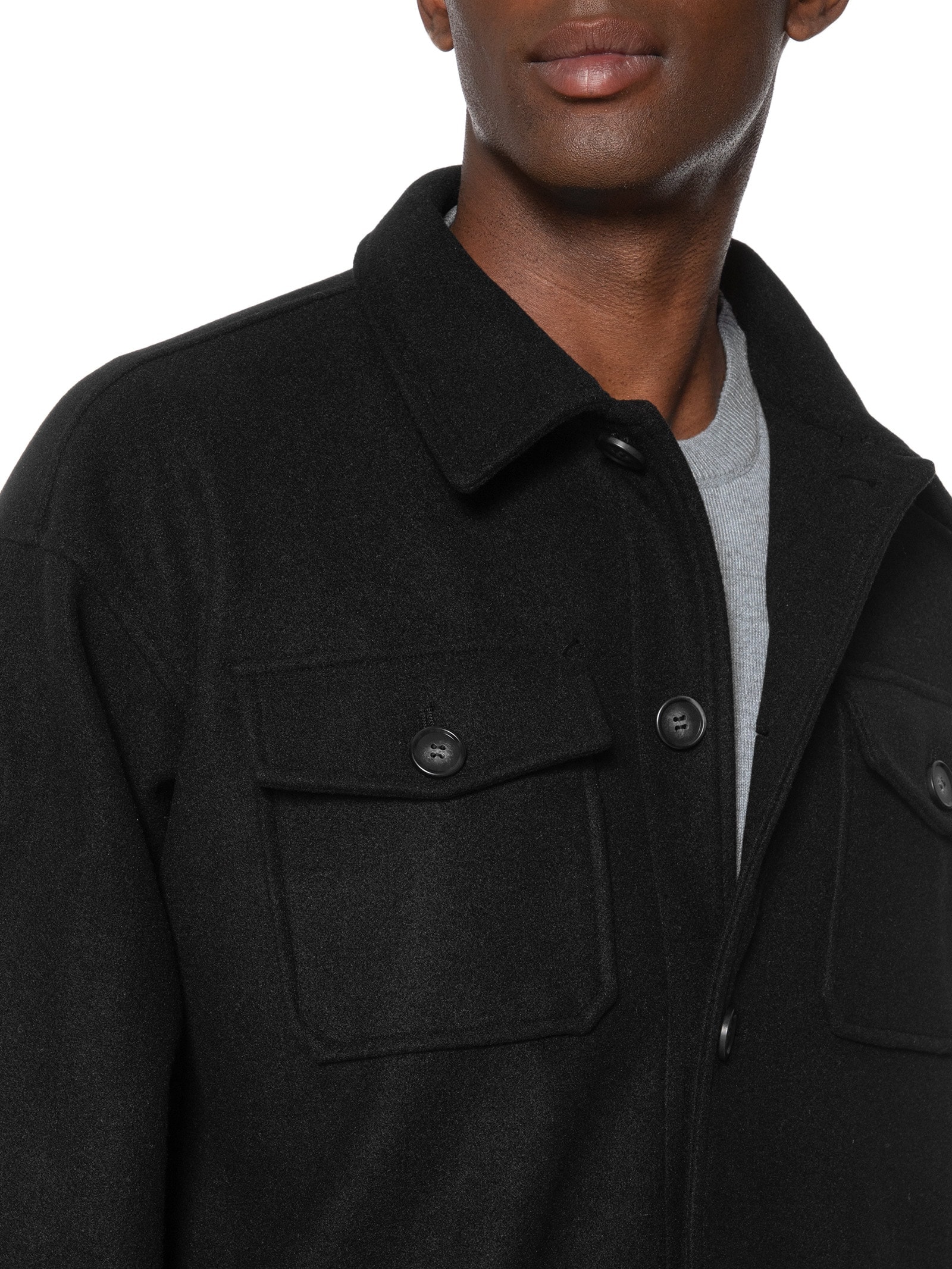 Jaqueta Masculina Casual Com Bolso Preto Basiq Men