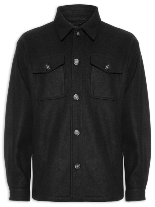 Jaqueta Masculina Casual Com Bolso – Preto