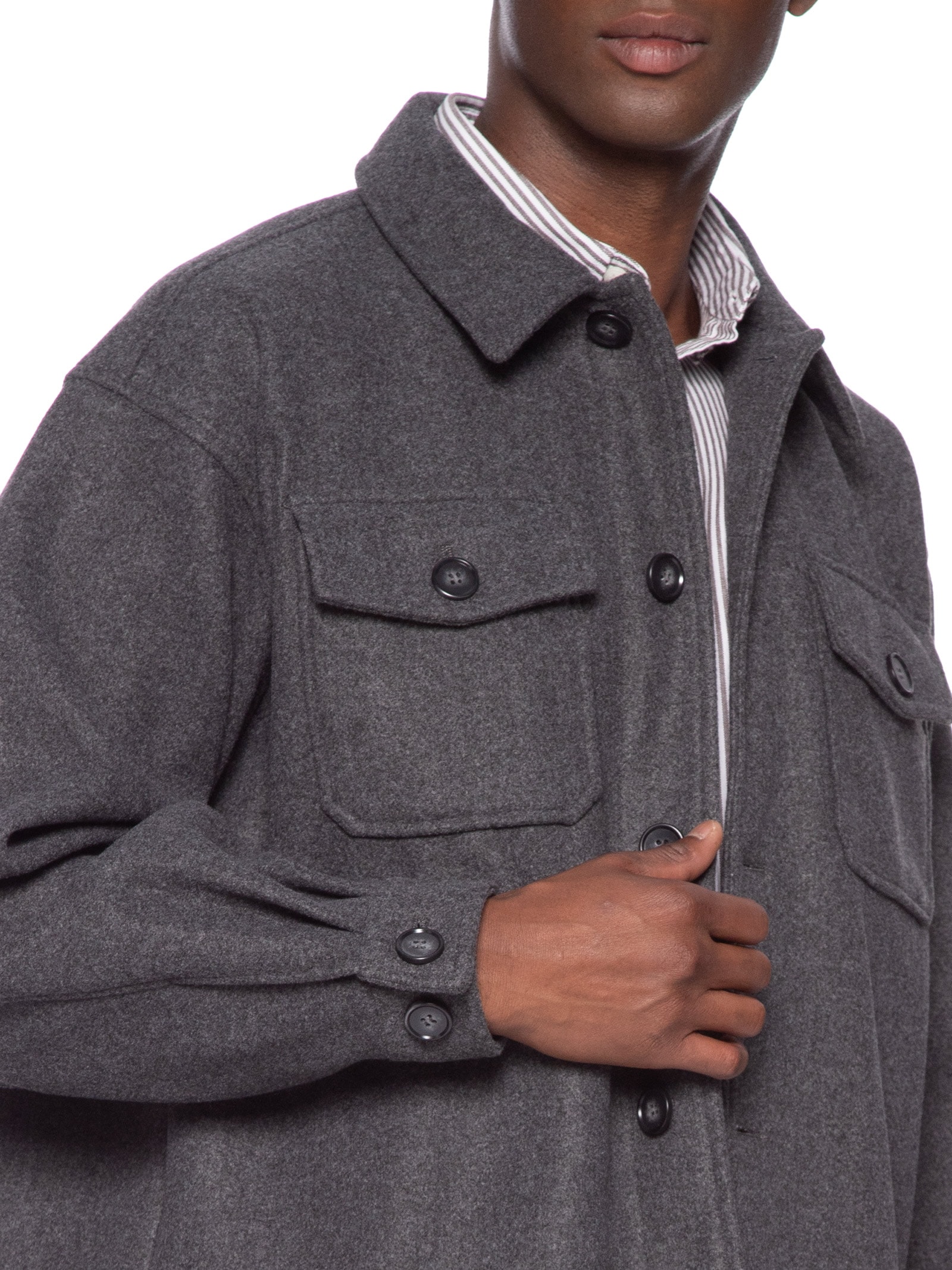 Jaqueta Masculina Com Bolso Frontal Cinza Basiq Men