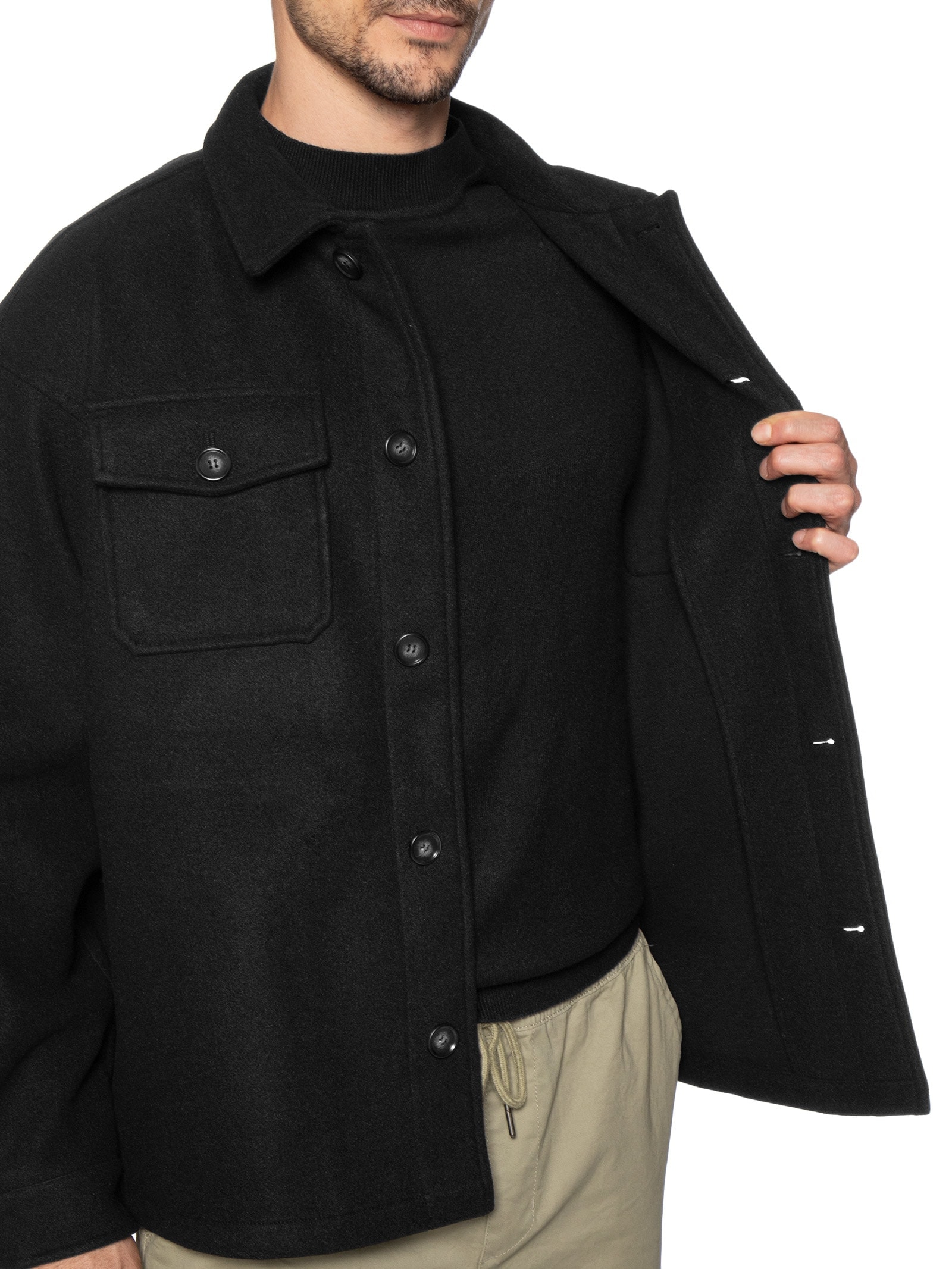 Jaqueta Masculina Com Bolso Frontal Preto Basiq Men