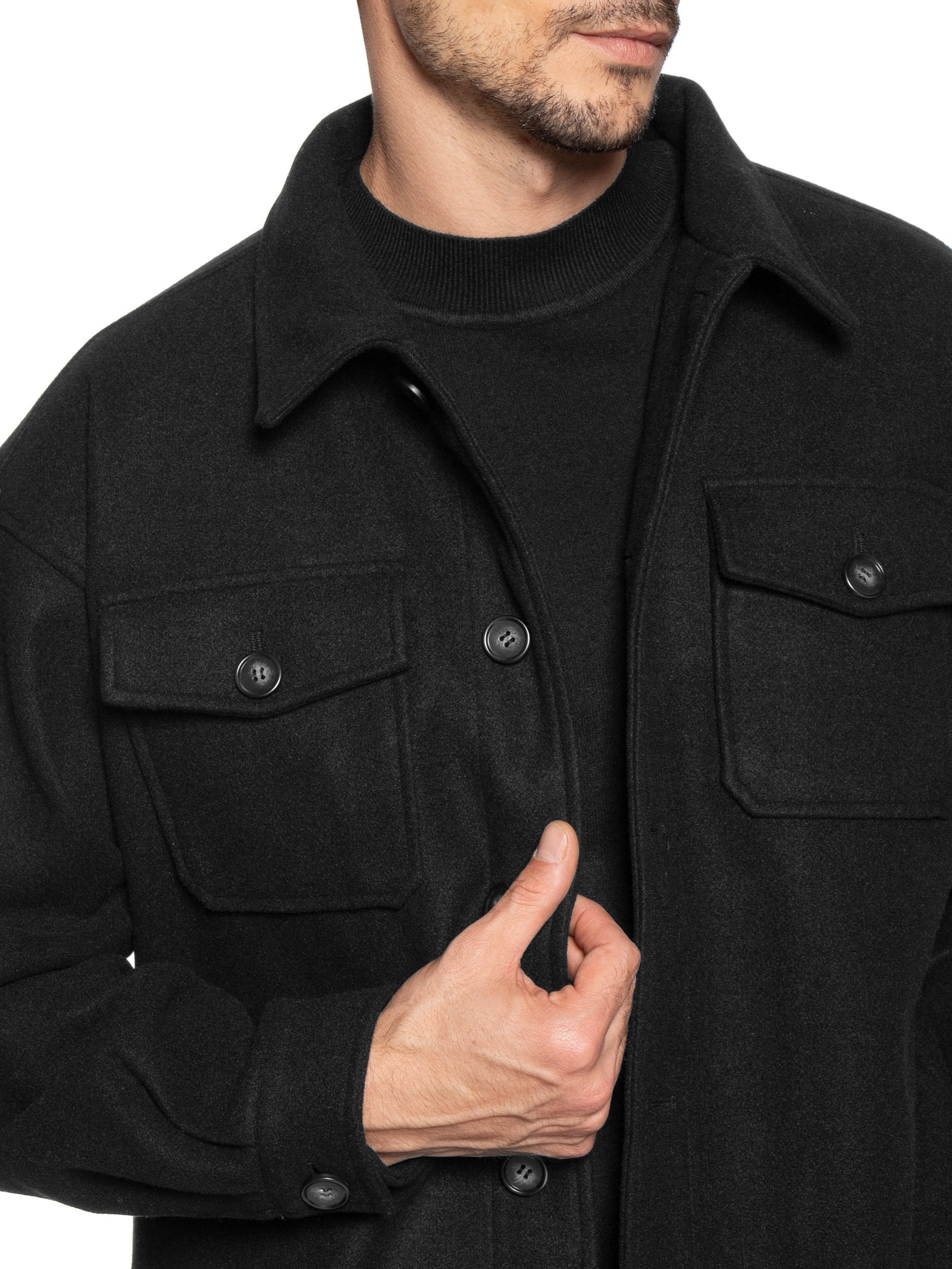 Jaqueta Masculina Com Bolso Frontal - Preto - Basiq Men