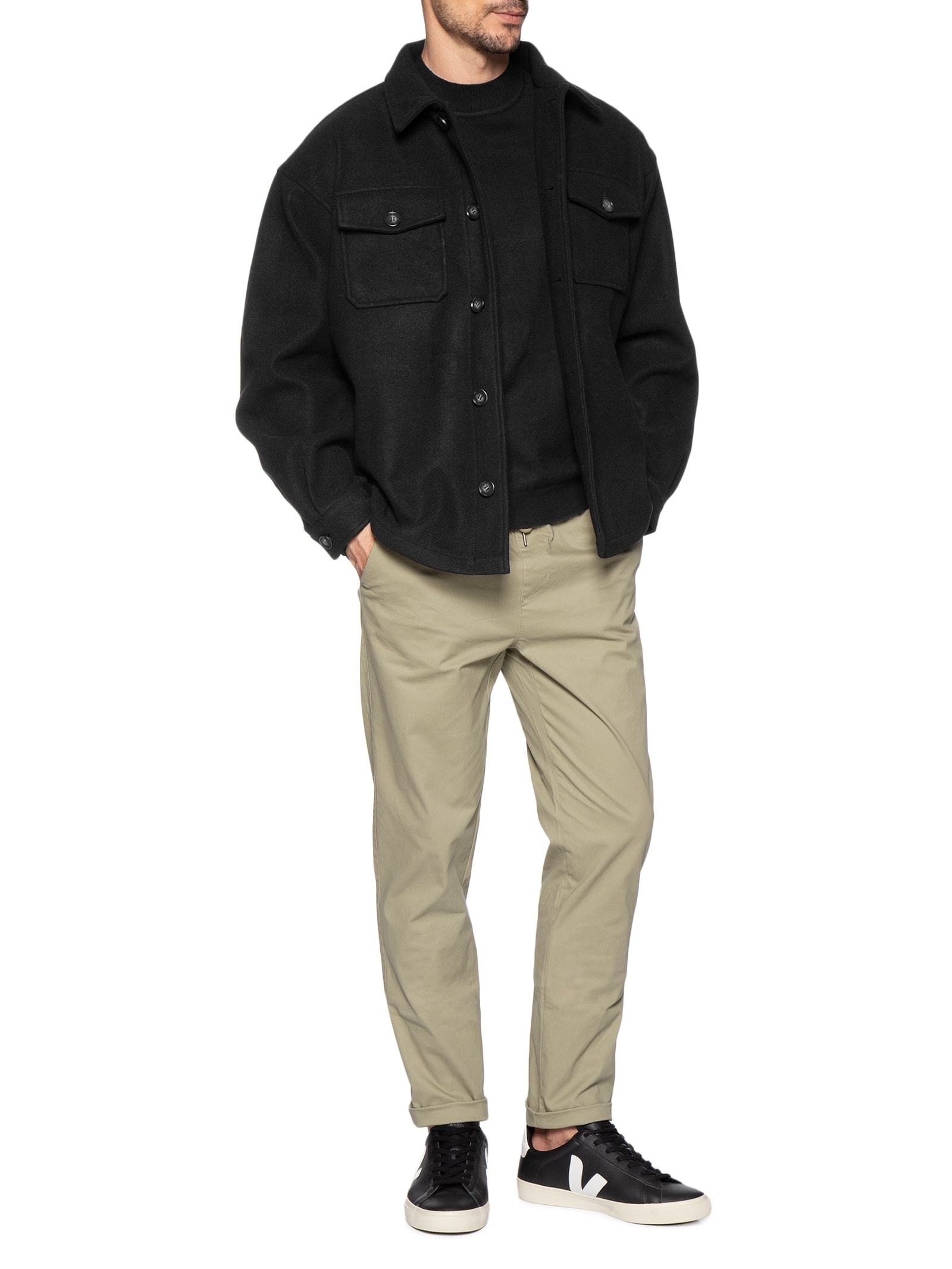 Jaqueta Masculina Com Bolso Frontal Preto Basiq Men
