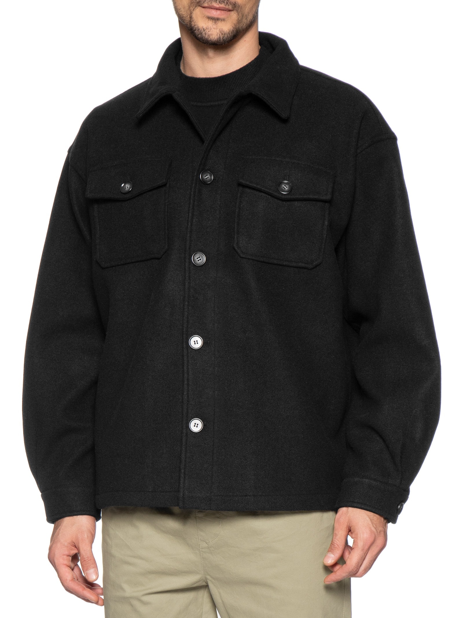 Jaqueta Masculina Com Bolso Frontal Preto Basiq Men