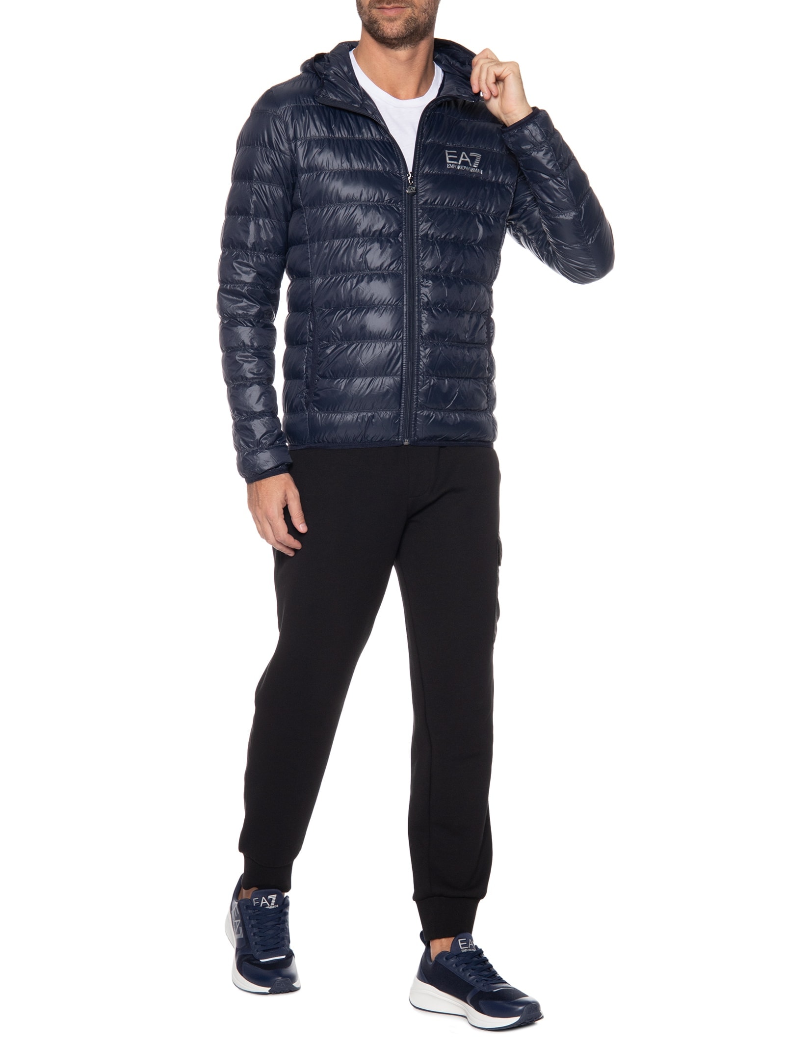 Ea7 Emporio Armani - Jaqueta Masculina Com Capuz - Azul