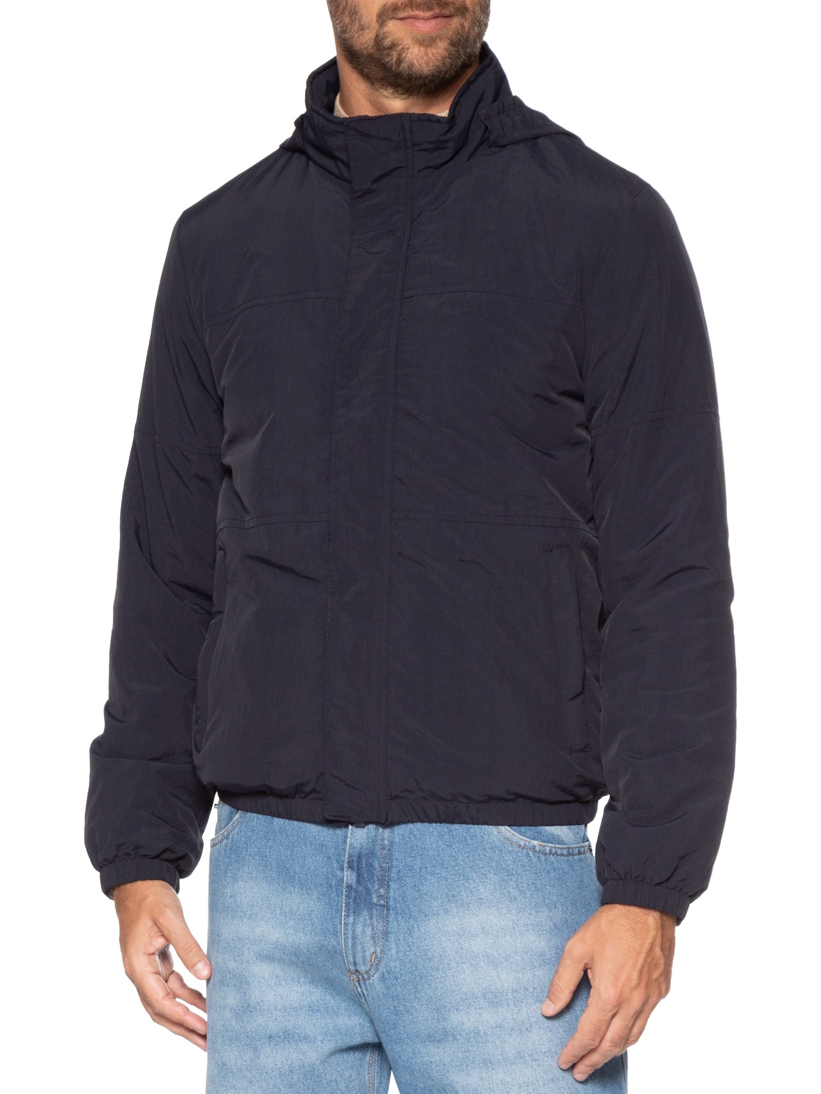 Jaqueta Masculina Com Gorro Removível Casual Azul '2 Essential