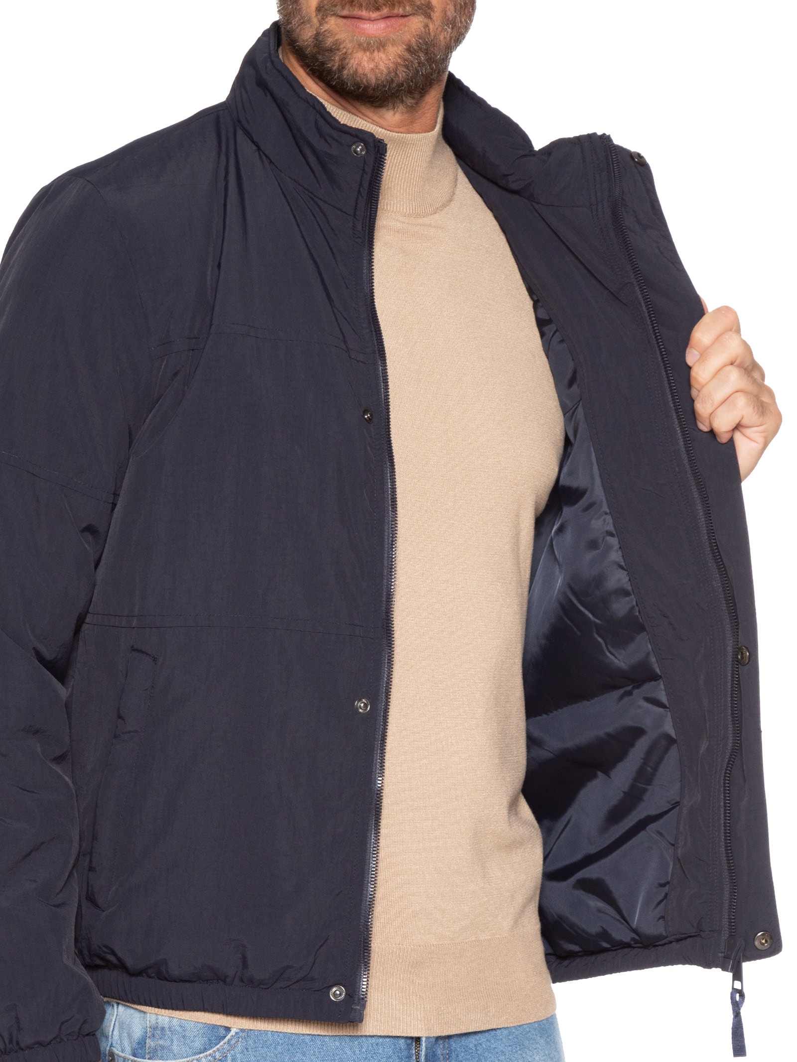 Jaqueta Masculina Com Gorro Removível Casual Azul '2 Essential