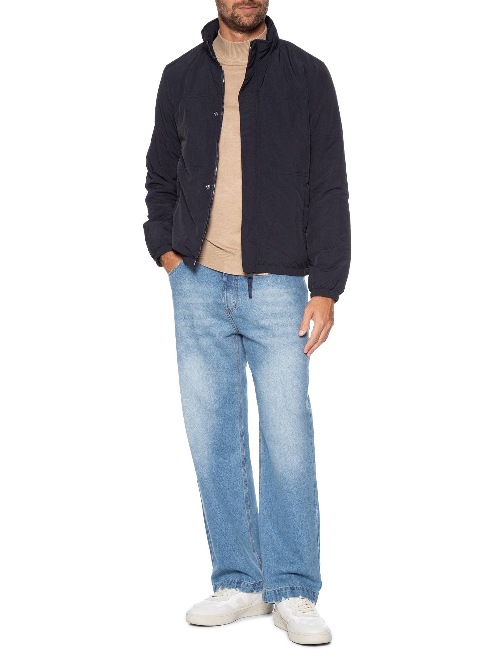 Jaqueta Masculina Com Gorro Removível Casual Azul '2 Essential