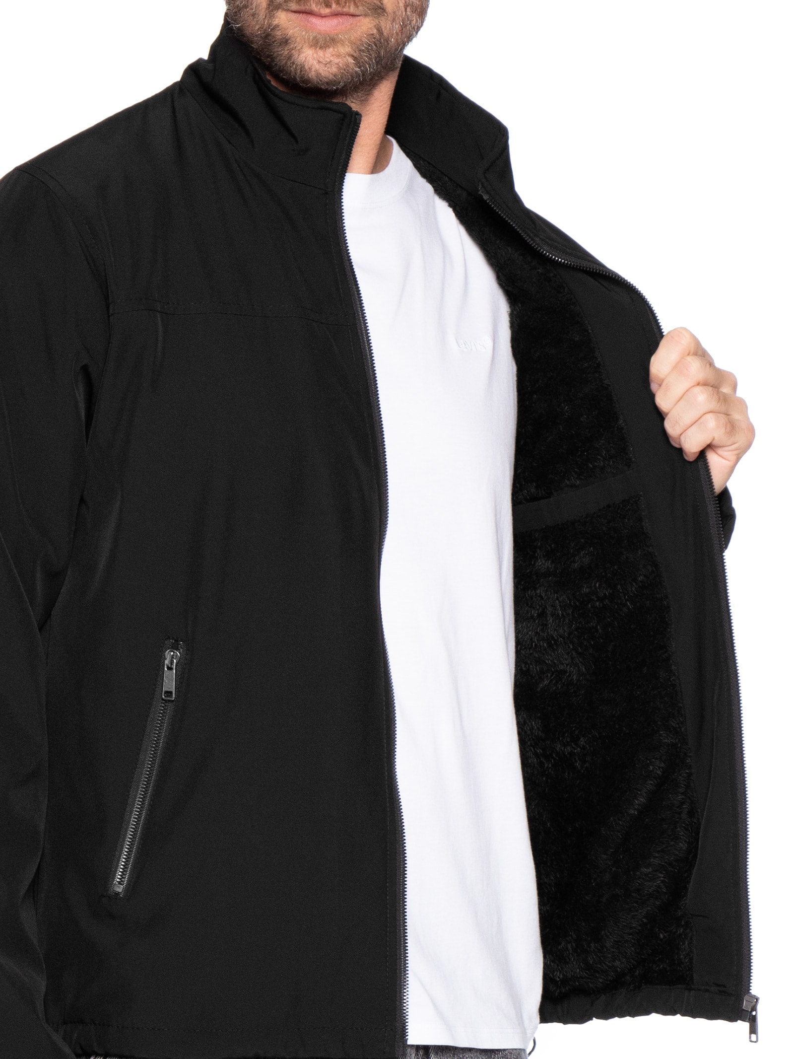 Jaqueta Masculina Com Zíper– Preto Basiq Men