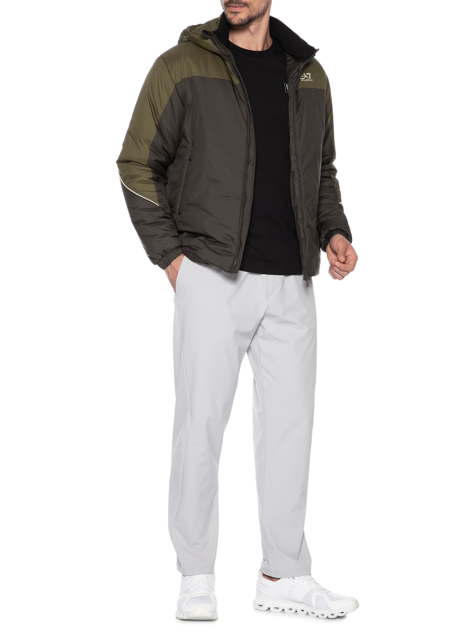 Jaqueta Masculina Corta Vento Athletic Color Block Marrom Ea7 Emporio Armani