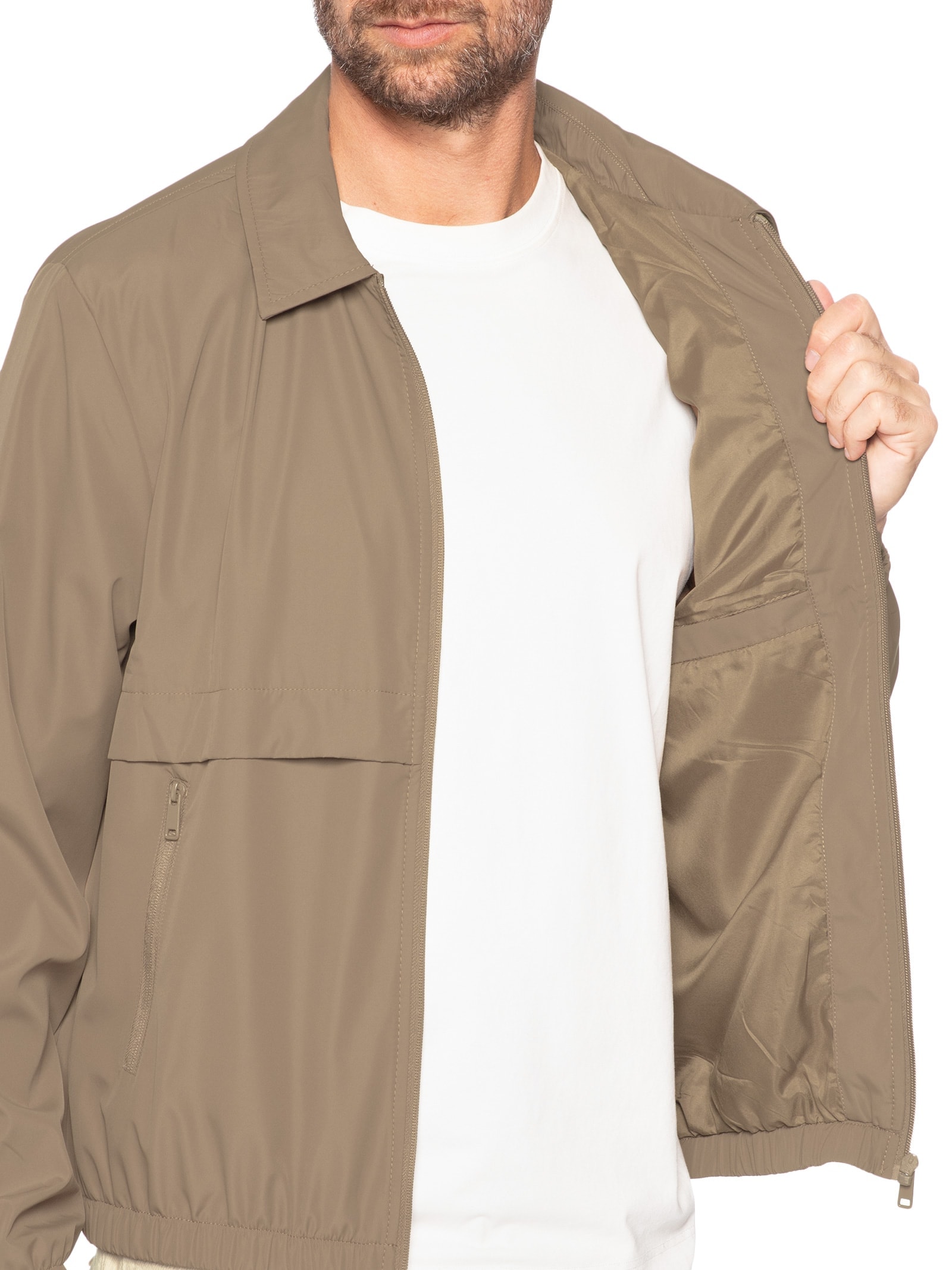 Jaqueta Masculina Corta Vento Bege Basiq Men