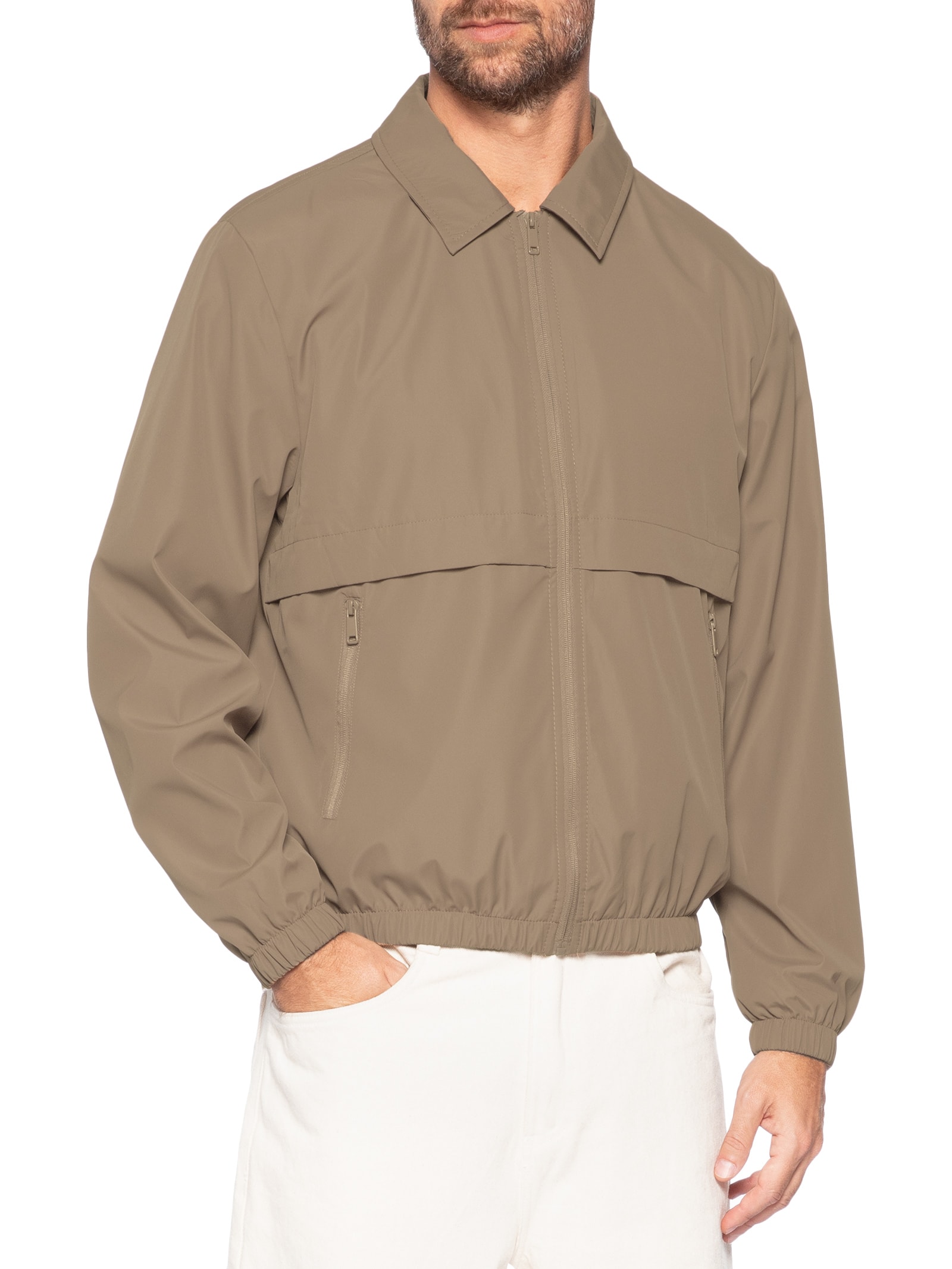 Jaqueta Masculina Corta Vento Bege Basiq Men